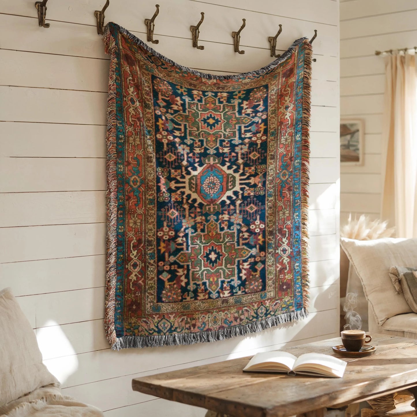 Turkish Rug Wall Hanging – Boho Wall Decor Woven Tapestry Rug for Living Room
