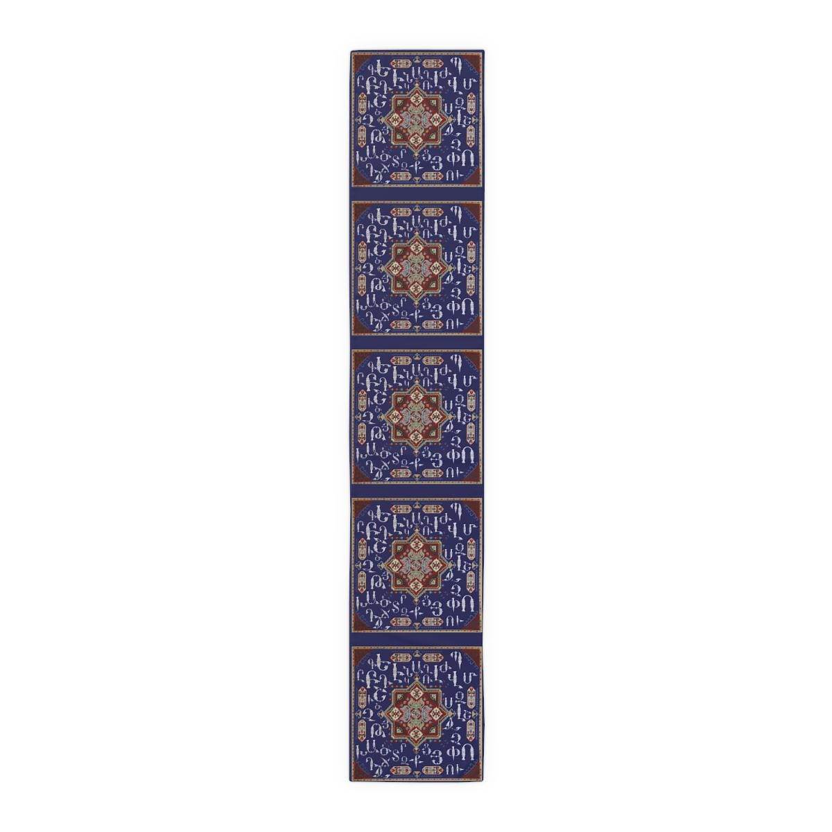 Armenian Table Runner – Blue White Runner | Handcrafted Ethnic Table Decor - timelessbohochic.com