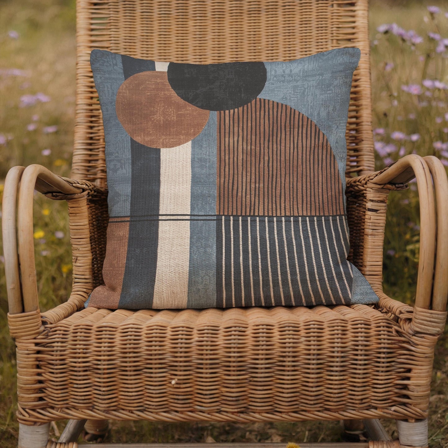 Woven Throw Pillow | Boho Eclectic Style - Minimalist Home Accent with Textured Fabric Cushion