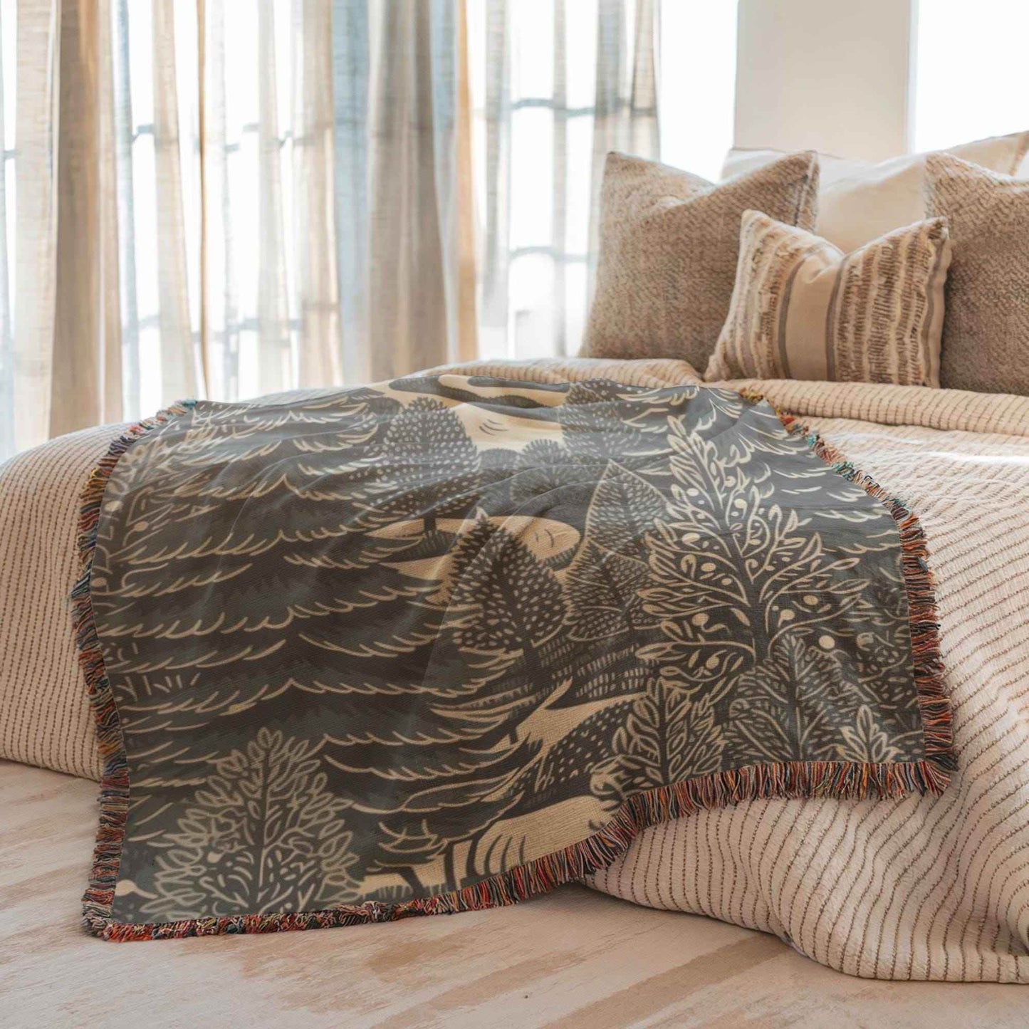 Holiday Woven Blanket – Cozy Cabin Blanket with Christmas Tree Throw, 3 Sizes - timelessbohochic.com