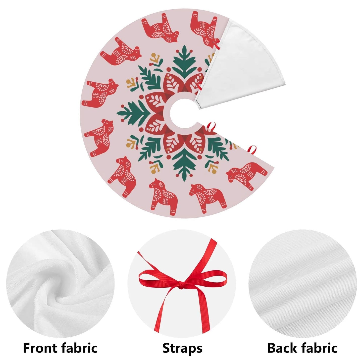 Scandi Dala Horse Skirt – Nordic Christmas Decor | Cozy Holiday Accent Tree Skirt
