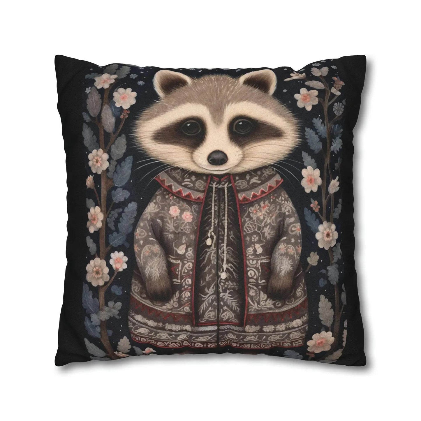 Folk Art Pillow – Nordic Decor Double-Sided Cover with Woodland Animal Design - timelessbohochic.com