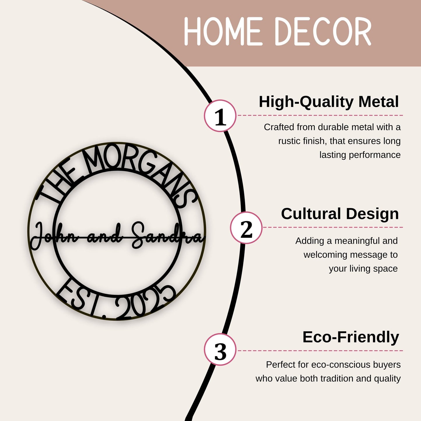 Personalized Metal Door Sign - Custom Family Plaque | Powder Coated Durable Outdoor Wall Art