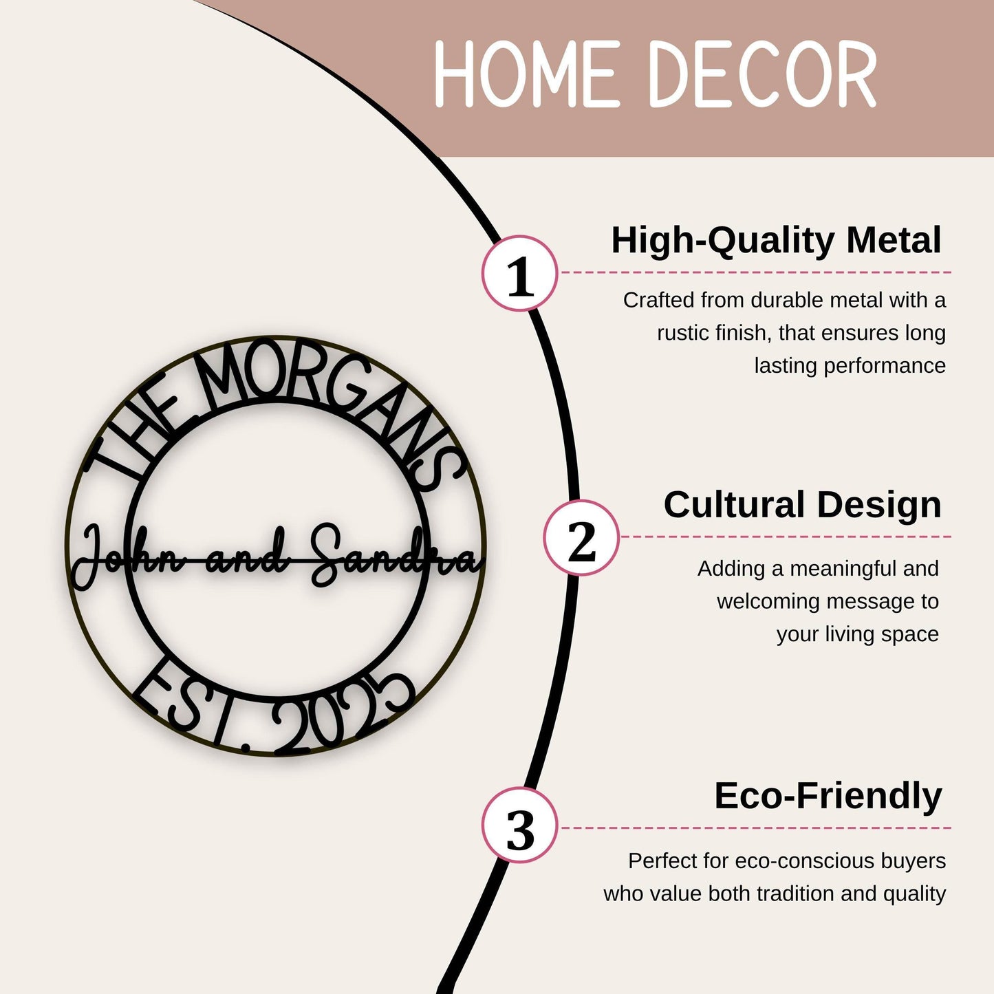 Personalized Metal Door Sign - Custom Family Plaque | Powder Coated Durable Outdoor Wall Art - timelessbohochic.com