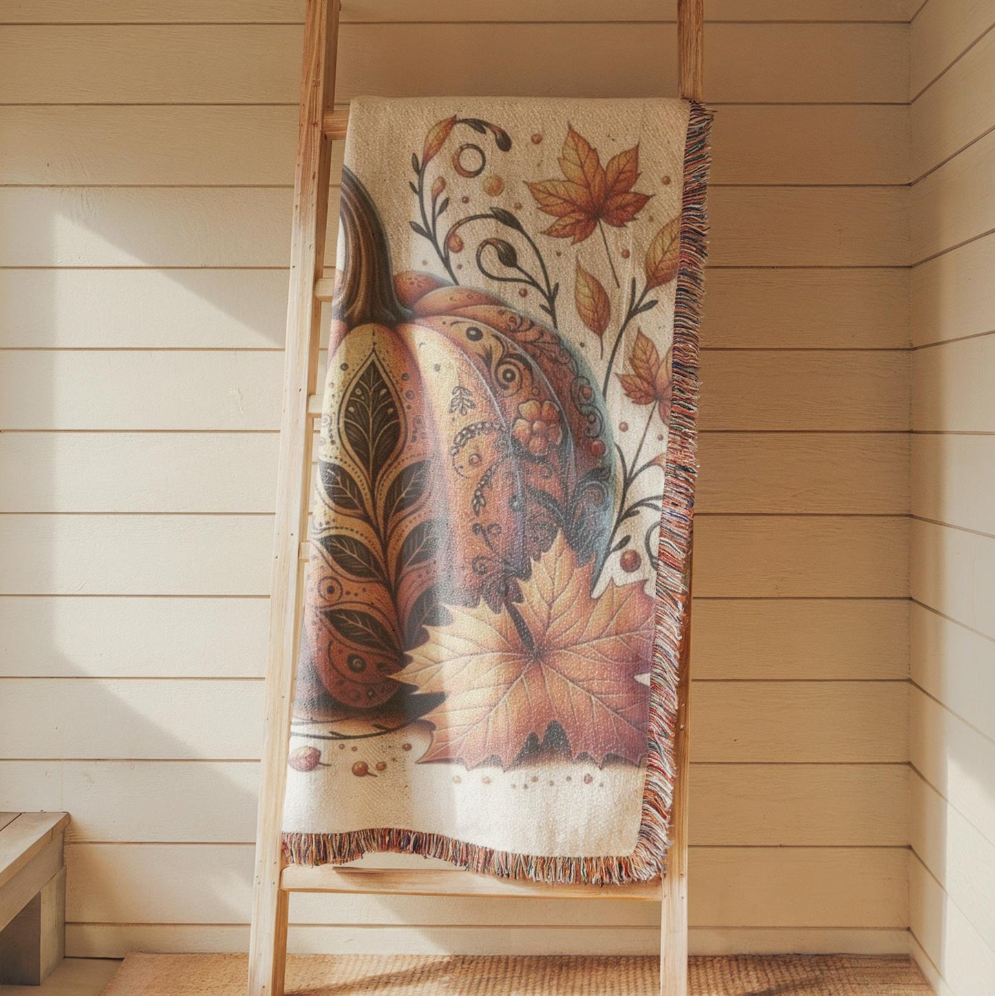 Thanksgiving Throw Tapestry - Pumpkin Wall Art | Cozy Fall Home Decor