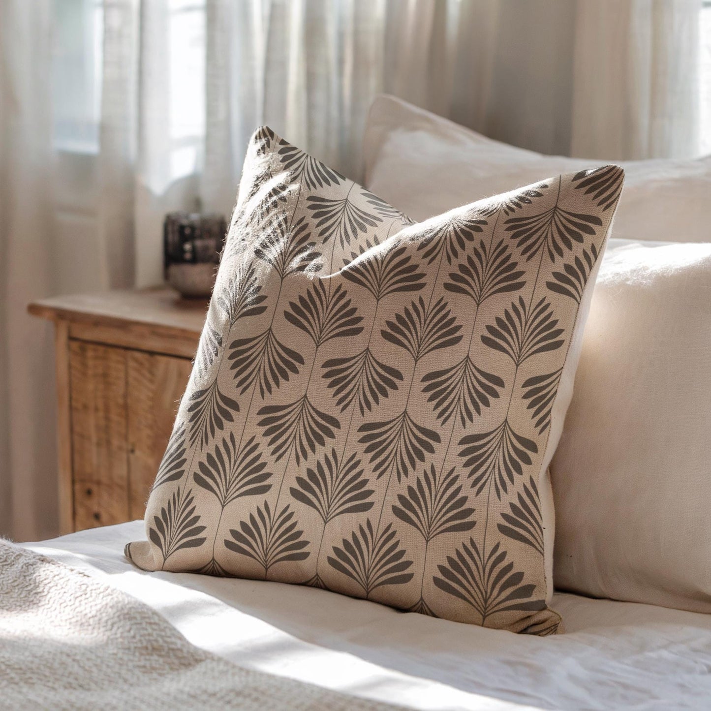 Monochromatic Pillow – Woven Cushion | Neutral Decor Putty Grey | Cozy Scandinavian Accent