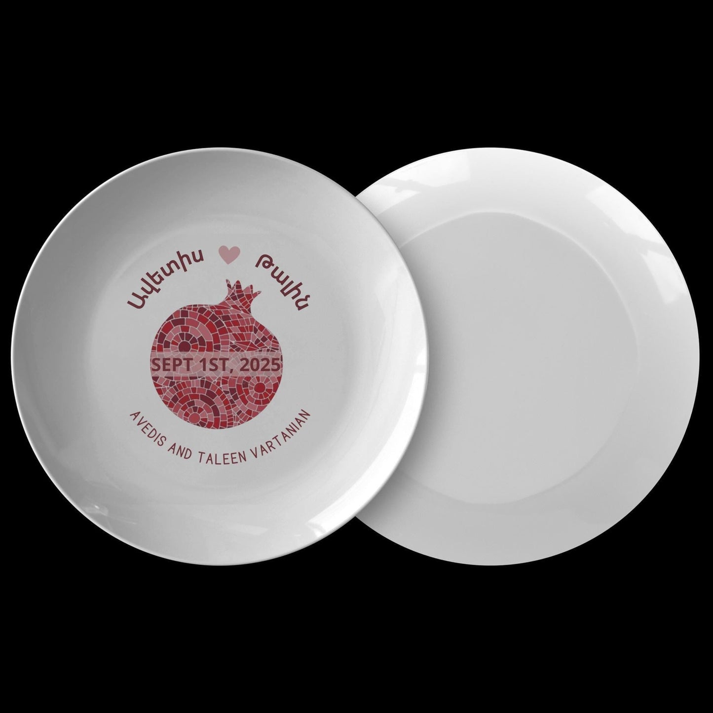 Armenian Wedding Plate – Personalized Ceramic Keepsake With Pomegranate Design