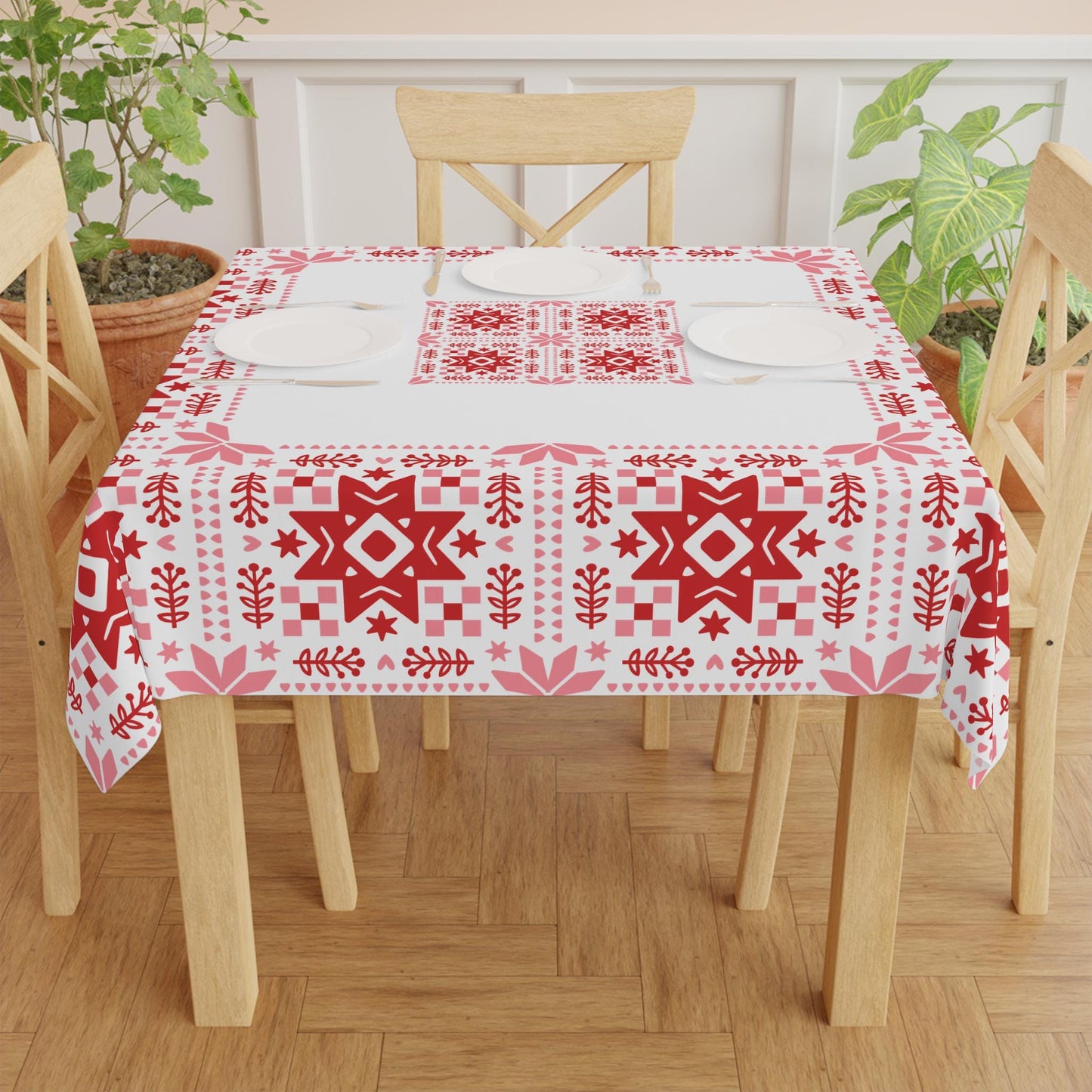 Scandinavian Star Tablecloth - Nordic Holiday Table Cover | Cozy Winter Decor