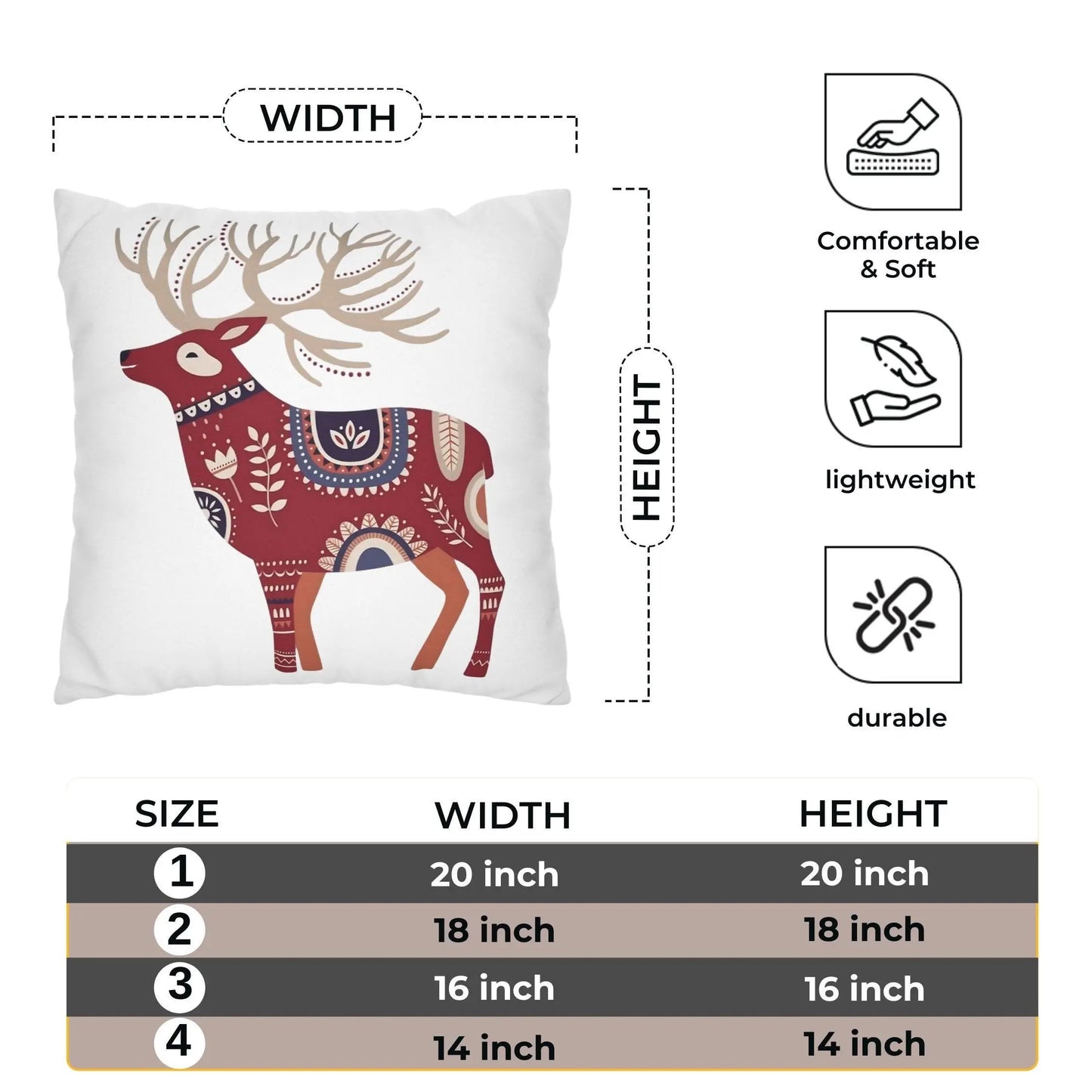Scandinavian Reindeer Pillow | Nordic Pillow Cover - Cozy Winter Cushion