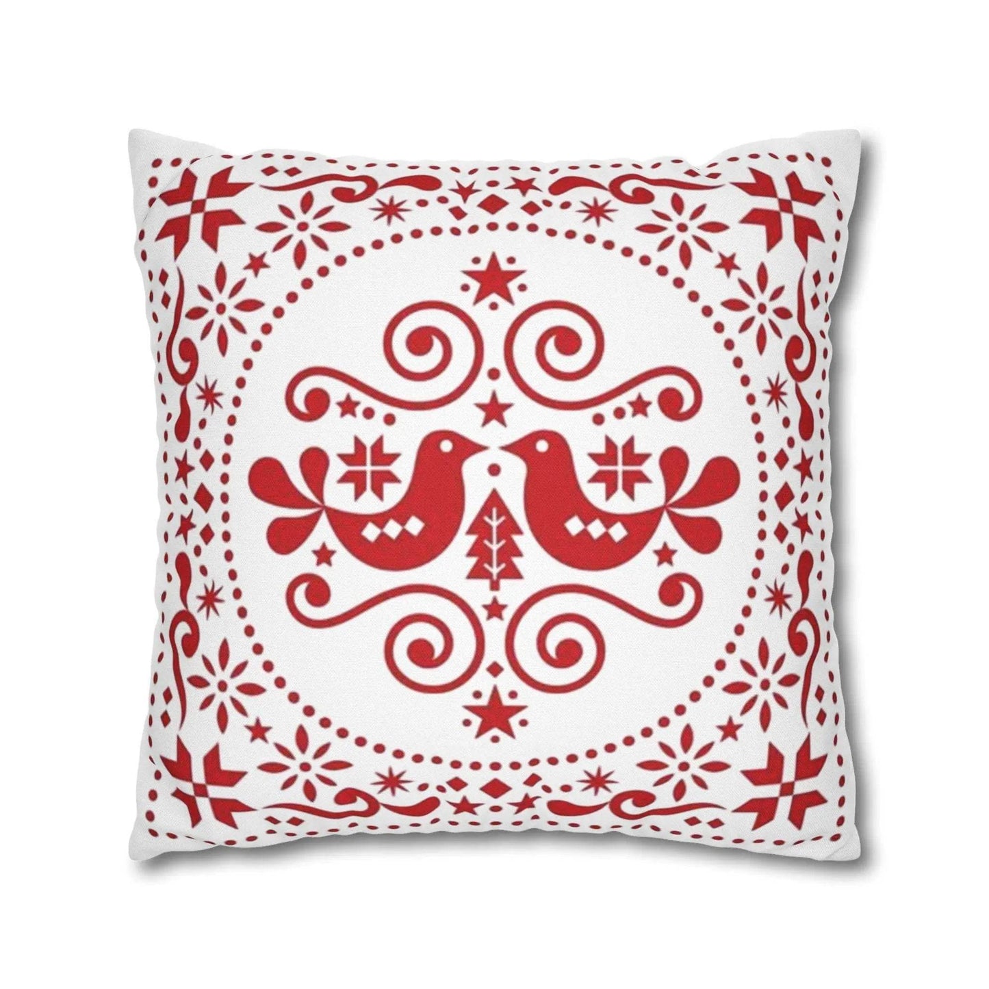 Scandinavian Pillowcase - Double Sided Folk Art Bird Throw Pillow Sham | Soft Polyester Fabric - timelessbohochic.com