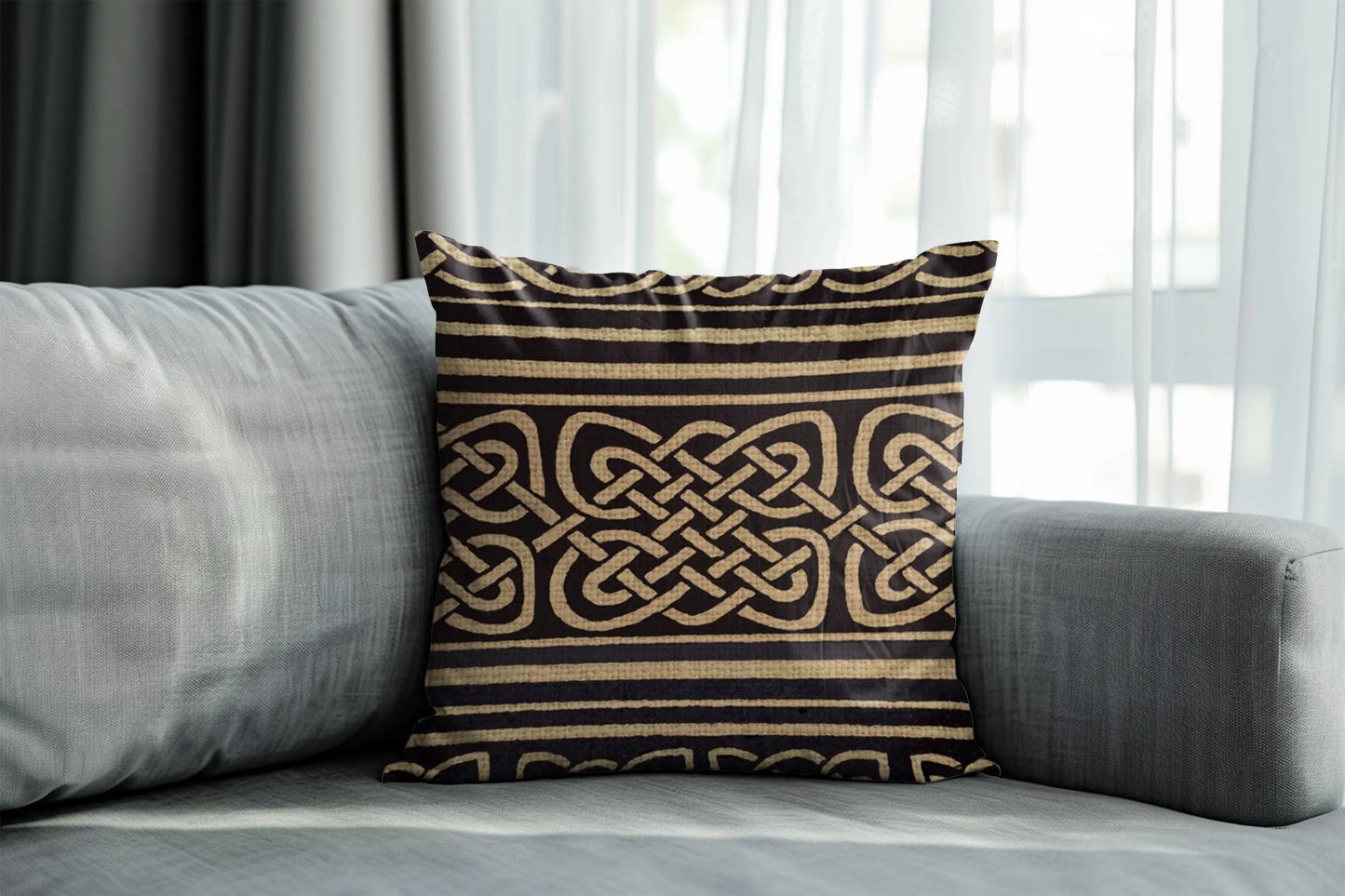 Celtic Woven Pillow - Irish Home Decor | Rustic Sofa Cushion with Eternity Knotwork