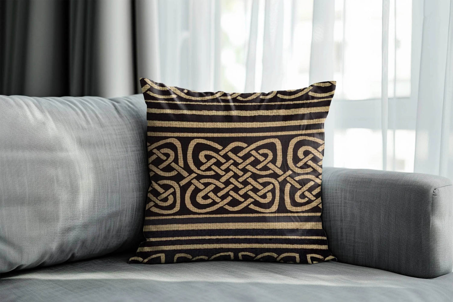 Celtic Woven Pillow - Irish Home Decor | Rustic Sofa Cushion with Eternity Knotwork - timelessbohochic.com