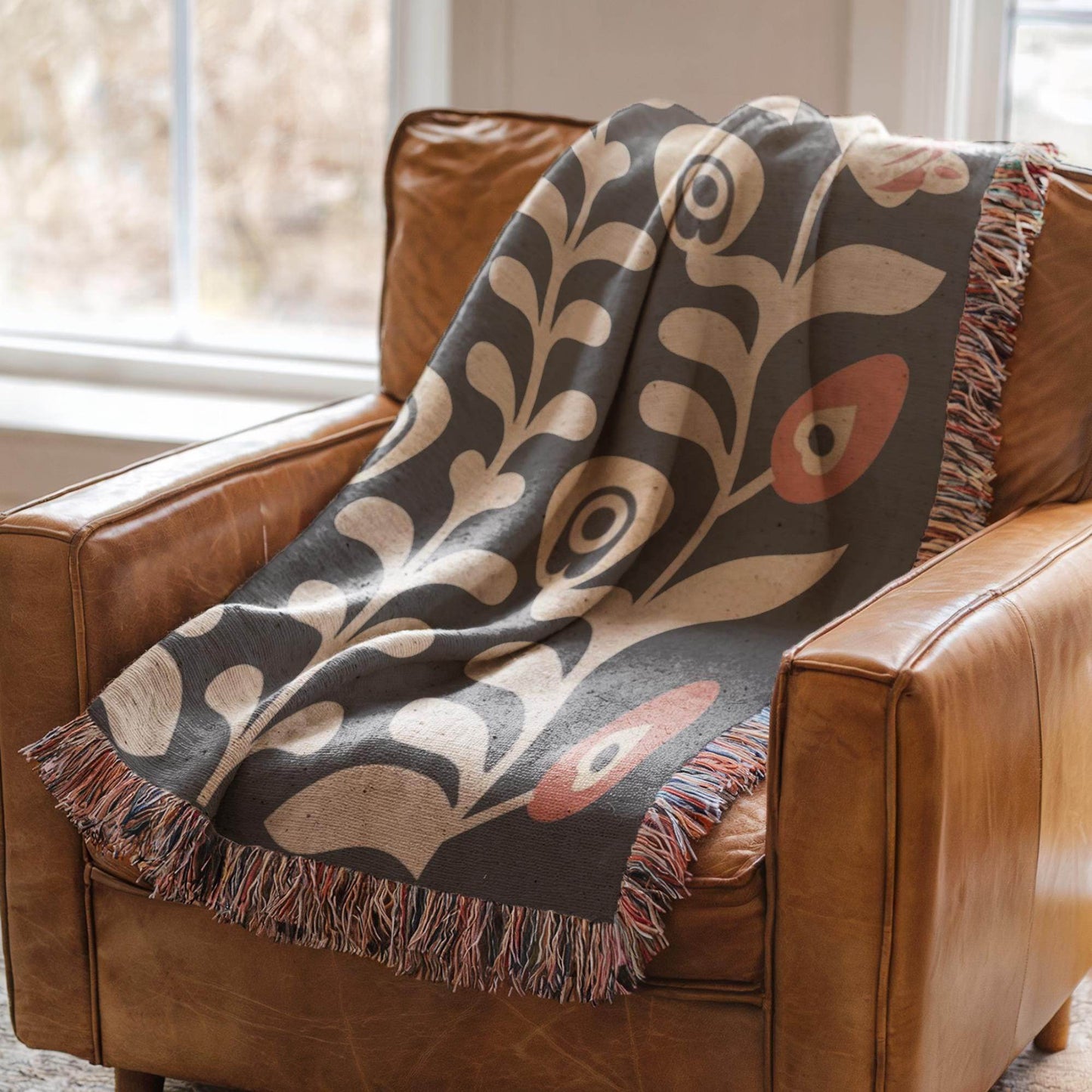 Matisse Inspired Tapestry - Woven Cotton Blanket With Floral Bouquet Wall Art - timelessbohochic.com