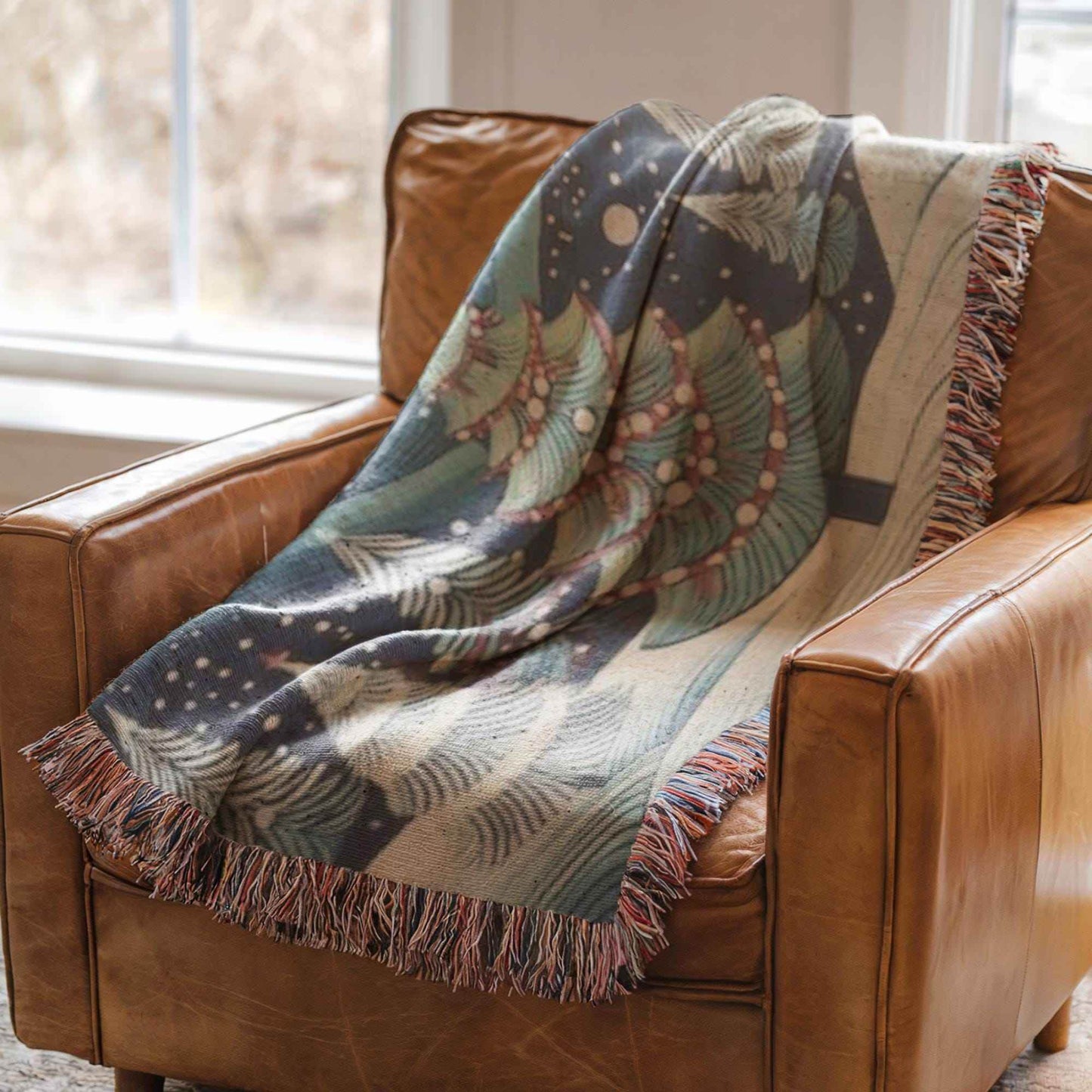 Festive Forest Wall Hanging – Christmas Tree Art Woven Cotton Throw Blanket - timelessbohochic.com