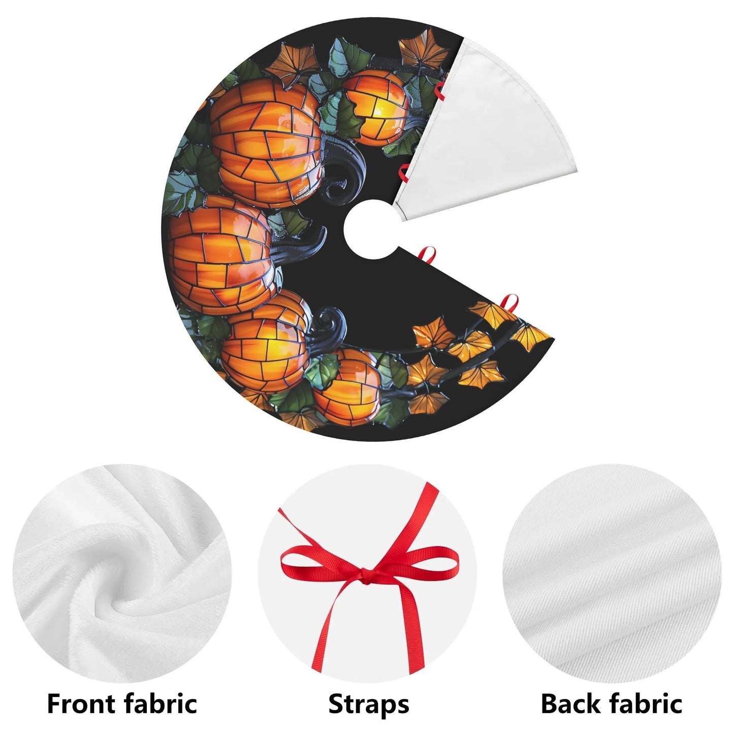 Thanksgiving Tree Skirt - Customizable Pumpkin Fleece Holiday Decor | Durable Fabric Seasonal Party Accessory