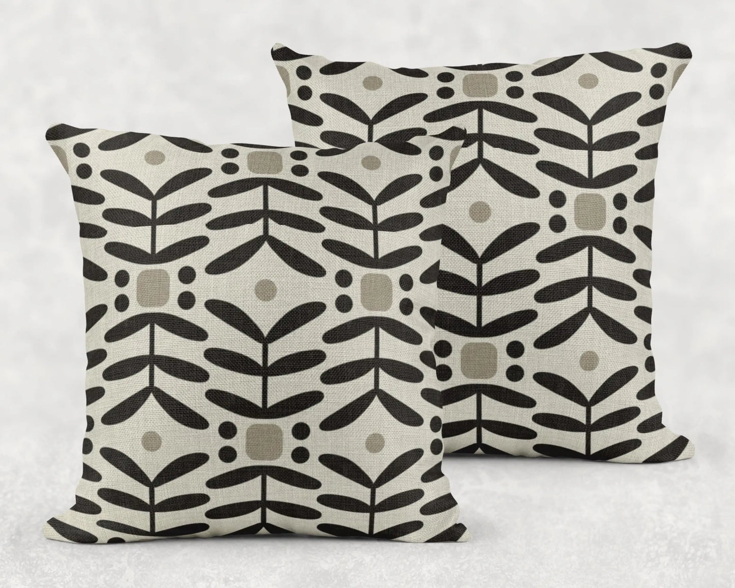 Scandi Floral Pillow - Mid Century Cushion | Nordic Throw Pillow, Cozy Woven Design