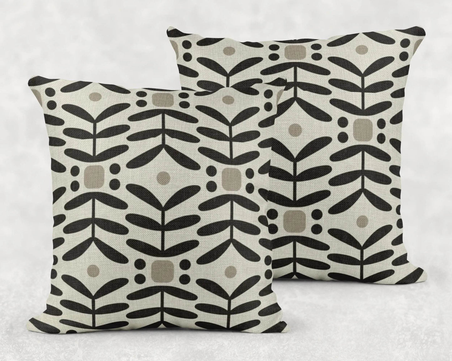 Scandi Floral Pillow - Mid Century Cushion | Nordic Throw Pillow, Cozy Woven Design - timelessbohochic.com