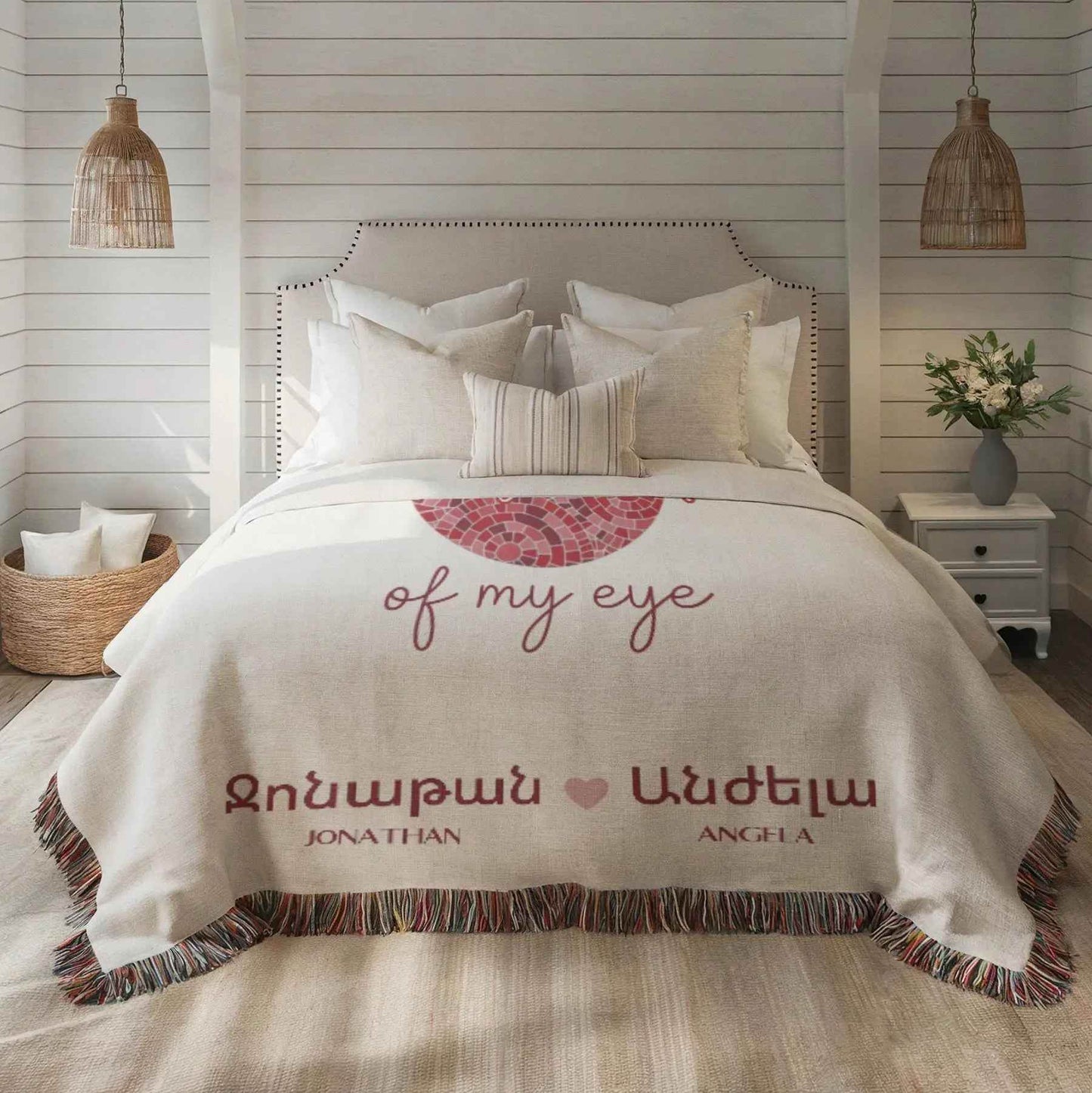 Armenian Cotton Blanket Set - Woven Throw & Picnic Coverlet For Wedding Gift - timelessbohochic.com