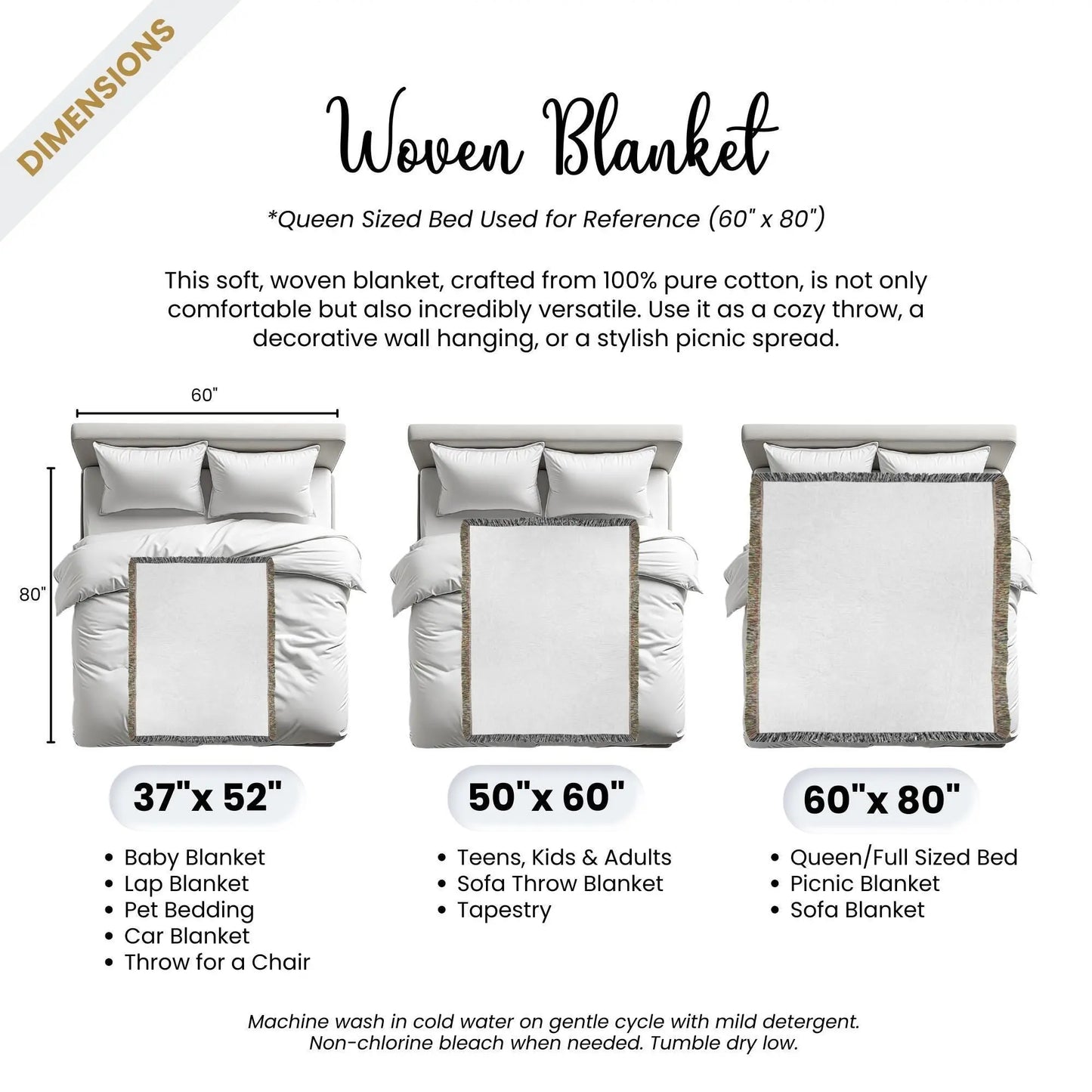 Boho Woven Blanket – Cotton Throw Blanket With Fringed Sofa Cover & Cozy Accent