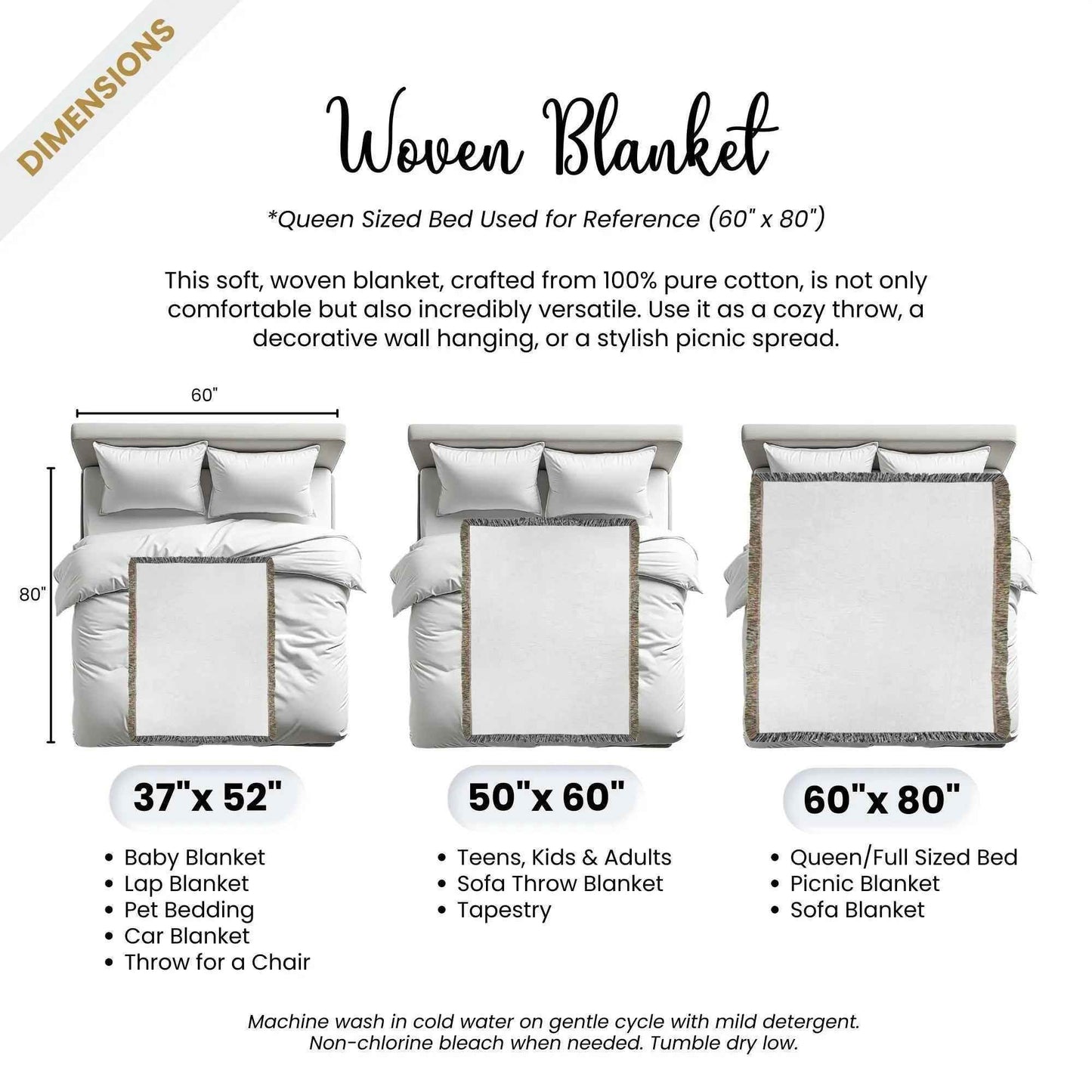 Boho Woven Blanket – Cotton Throw Blanket With Fringed Sofa Cover & Cozy Accent - timelessbohochic.com