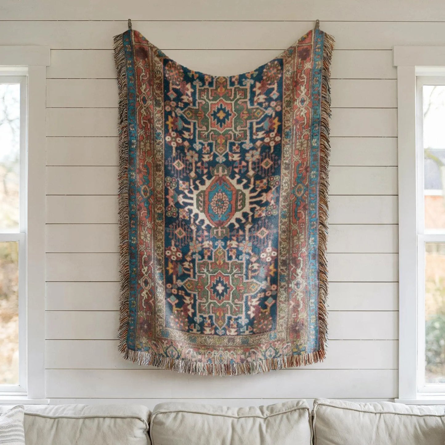 Turkish Rug Wall Hanging – Boho Wall Decor Woven Tapestry Rug for Living Room