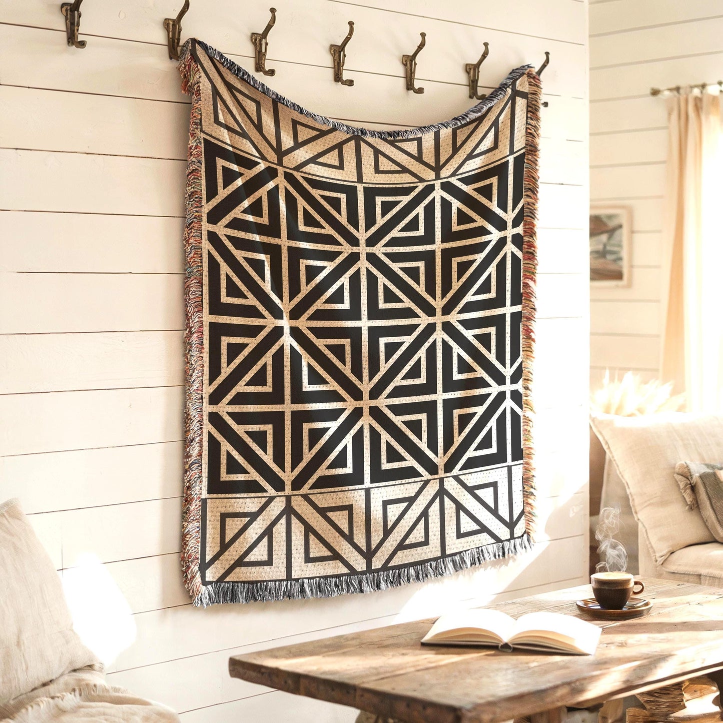 Cotton Woven Blanket – Turkish Quilt Bed With Colorful Fringed Edges, Queen Size