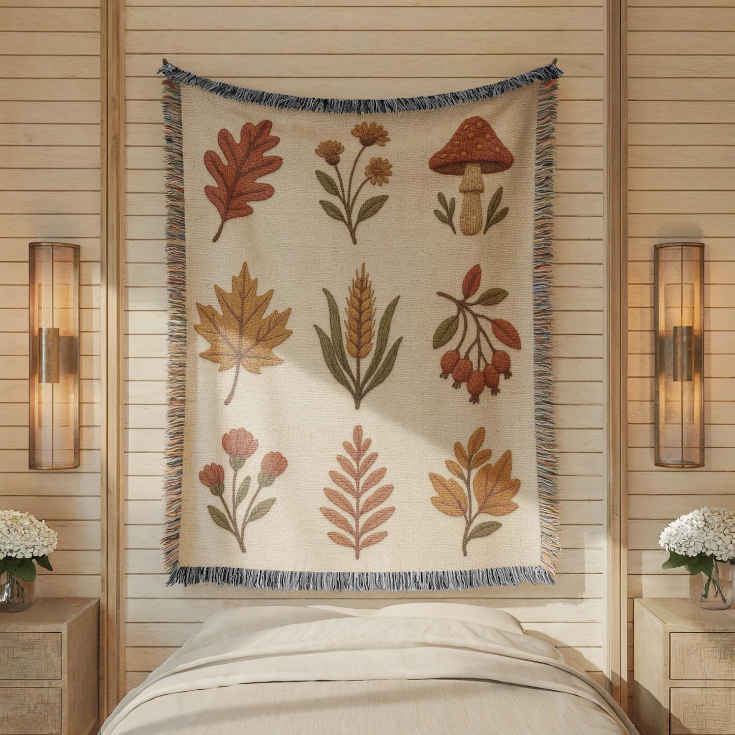 Autumn Leaves Throw Blanket – Cozy Fall Couch Throw With Leaf Pattern Design