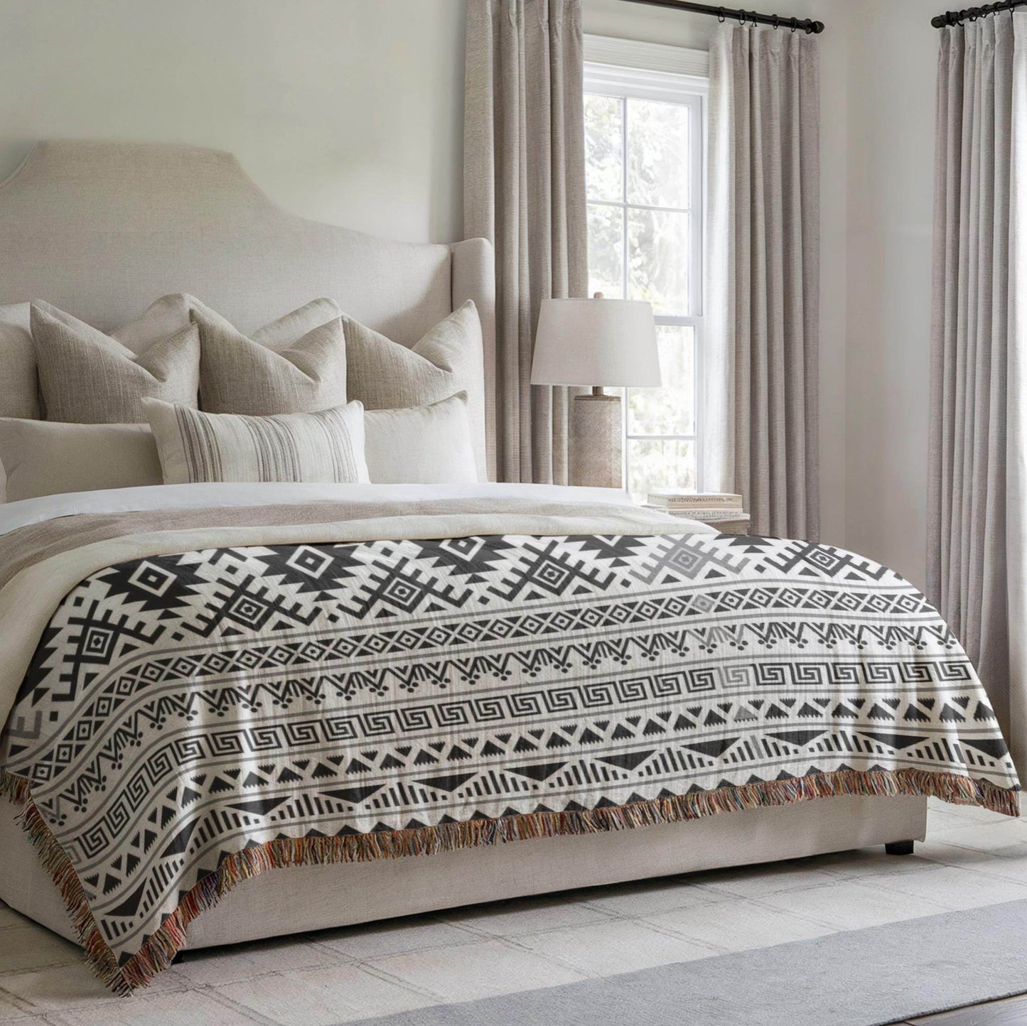 Boho Chic Coverlet - Ikat Textured Throw - timelessbohochic.com