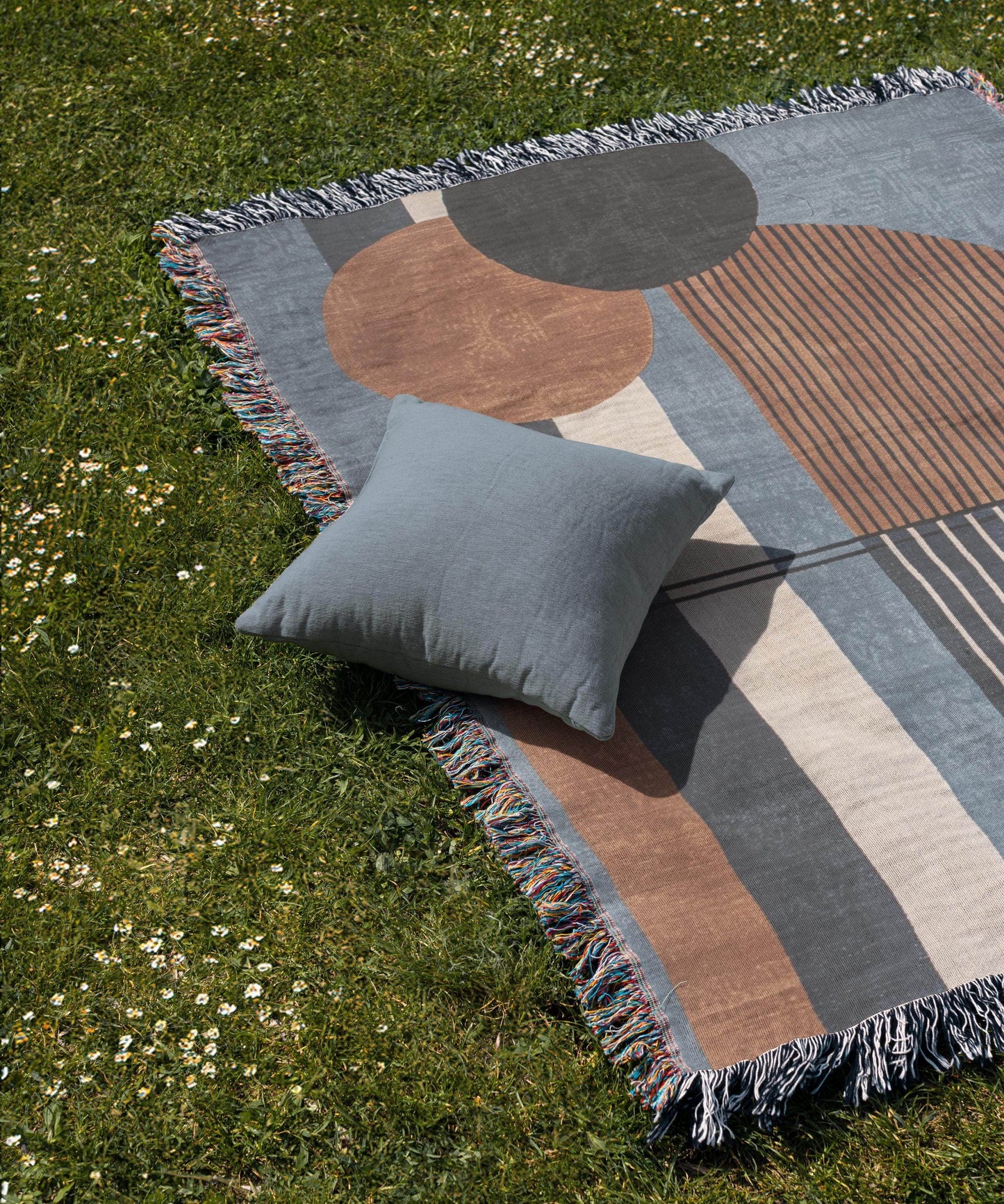 Modern Throw Blanket Set | Cozy Couch Throw with Striped Dot Pattern & Decorative Cushion Cover - timelessbohochic.com