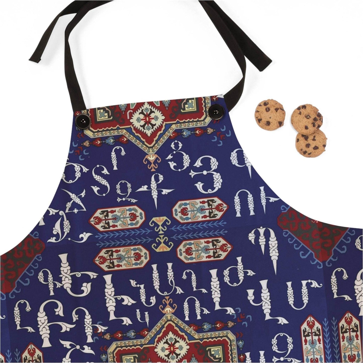 Armenian Alphabet Apron - Haykakan Design Cooking Bib | Unique Armenian Gift - timelessbohochic.com