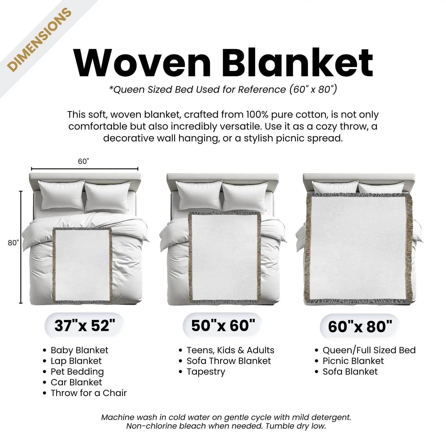 Scandi Woven Blanket – Nordic Cotton Throw With Dala Horse & Reindeer Decor - timelessbohochic.com