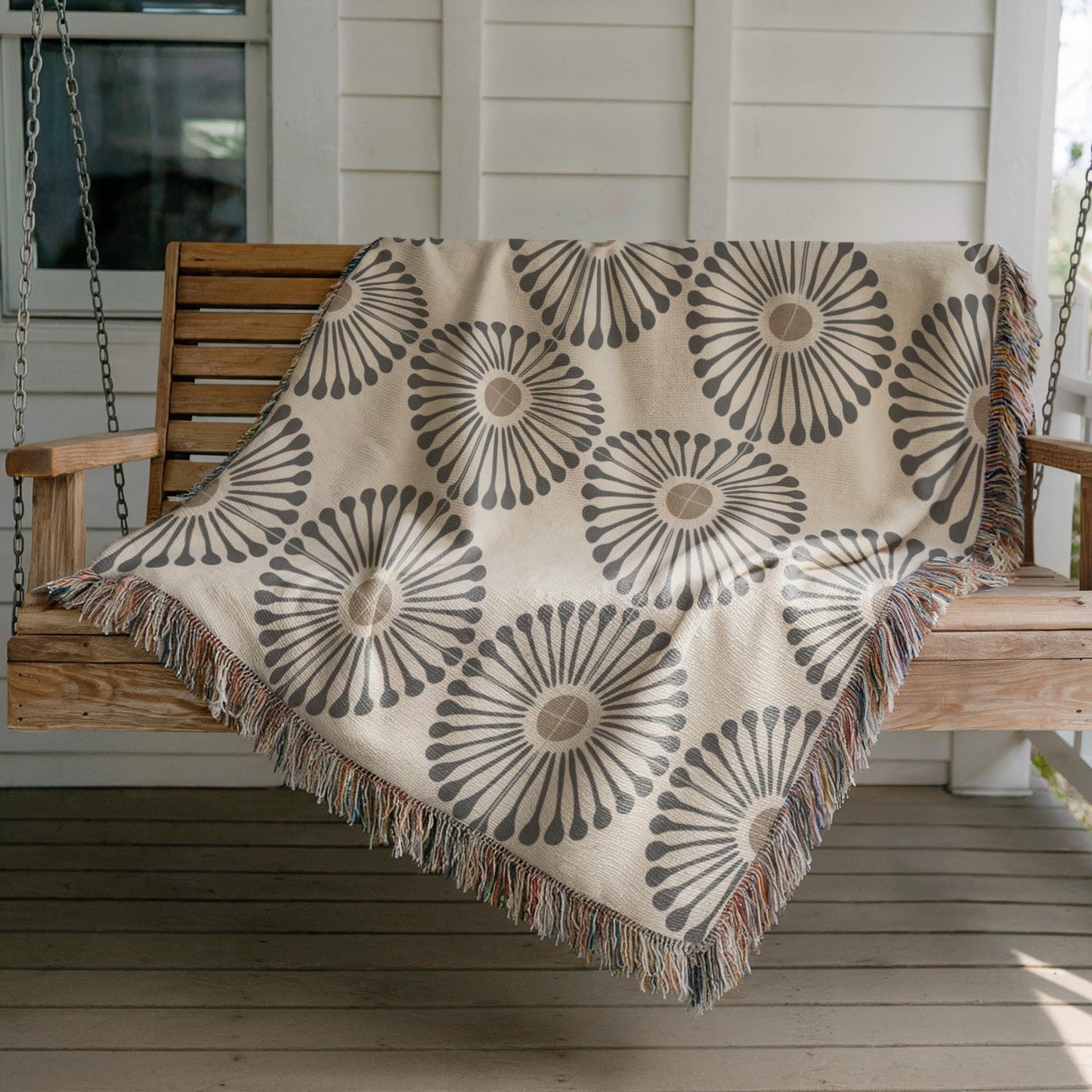 Sunflower Fabric Tapestry - Boho Wall Tapestry With Colorful Fringed Edges