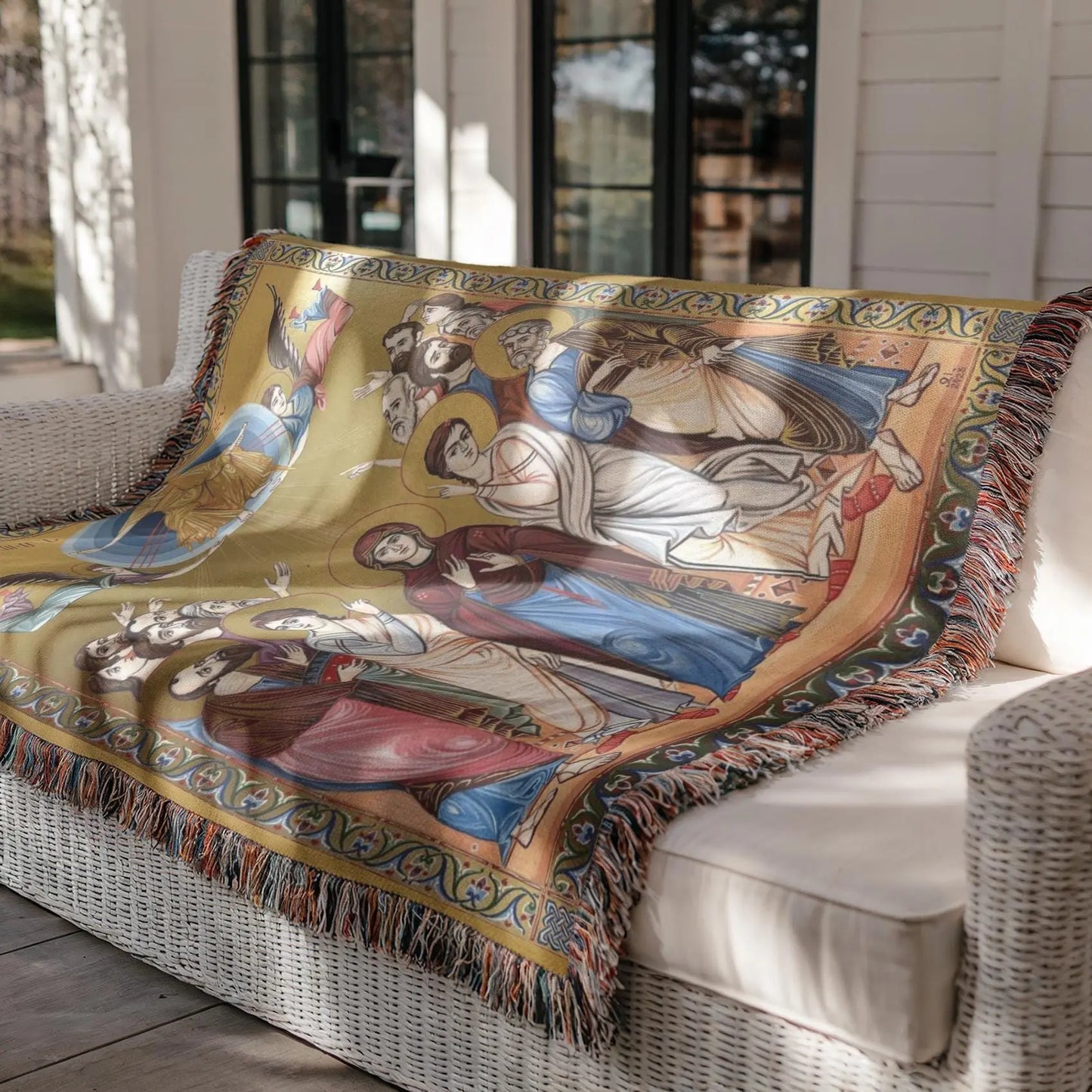 Armenian Cotton Blanket - Woven Throw with Haykakan Hampartsum Design | Cozy Sofa Decor