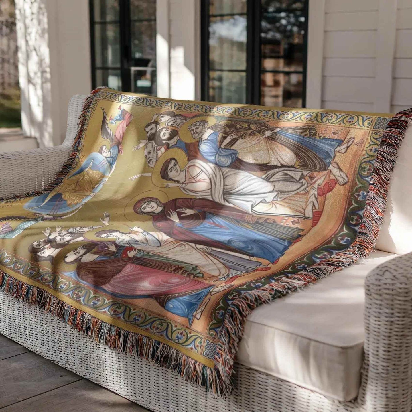 Armenian Cotton Blanket - Woven Throw with Haykakan Hampartsum Design for Cozy Sofa Decor - timelessbohochic.com