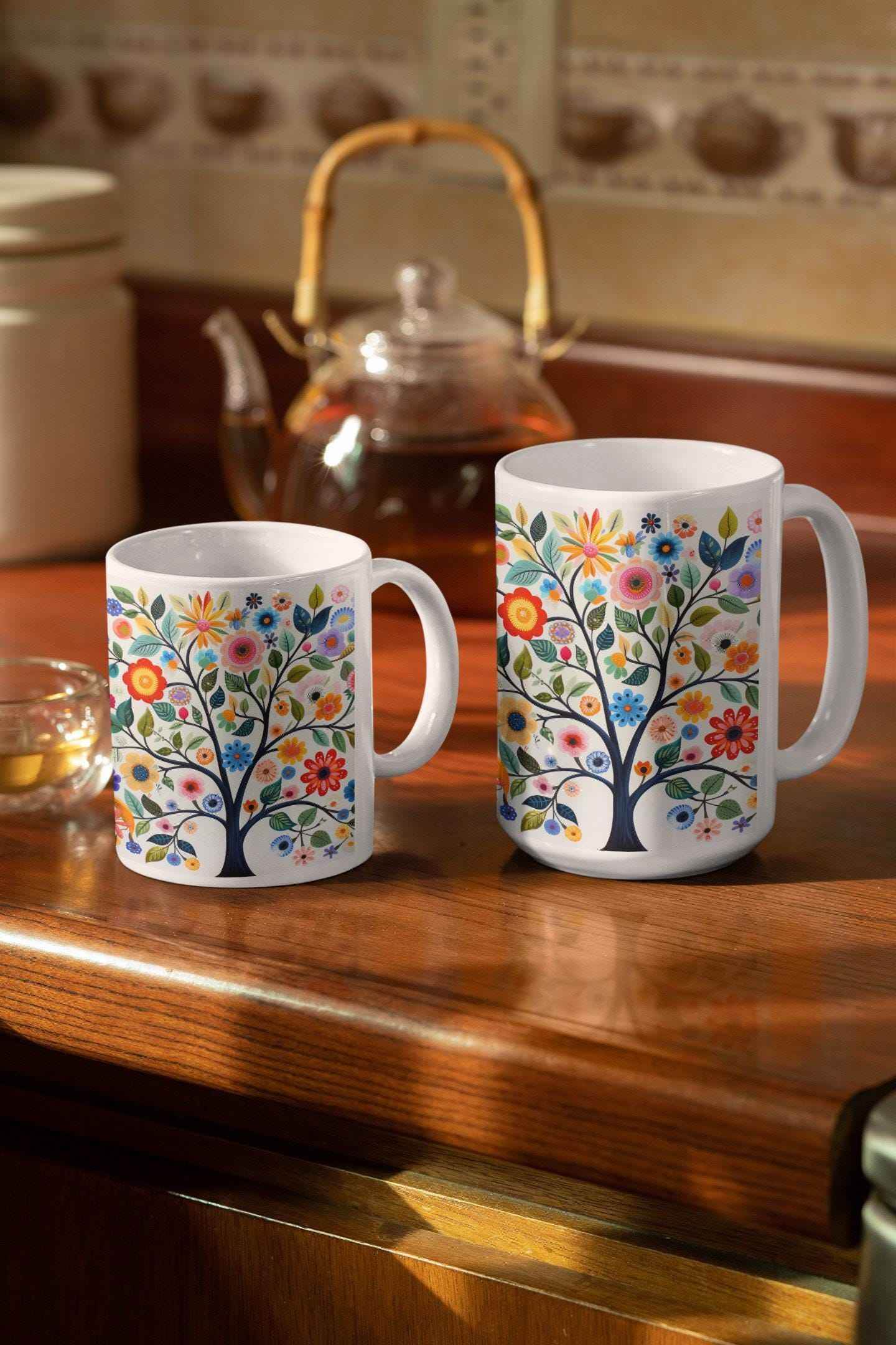 Scandinavian Mug - Custom Tree of Life Design | Personalized Scandinavian Mug for Coffee Lovers - timelessbohochic.com