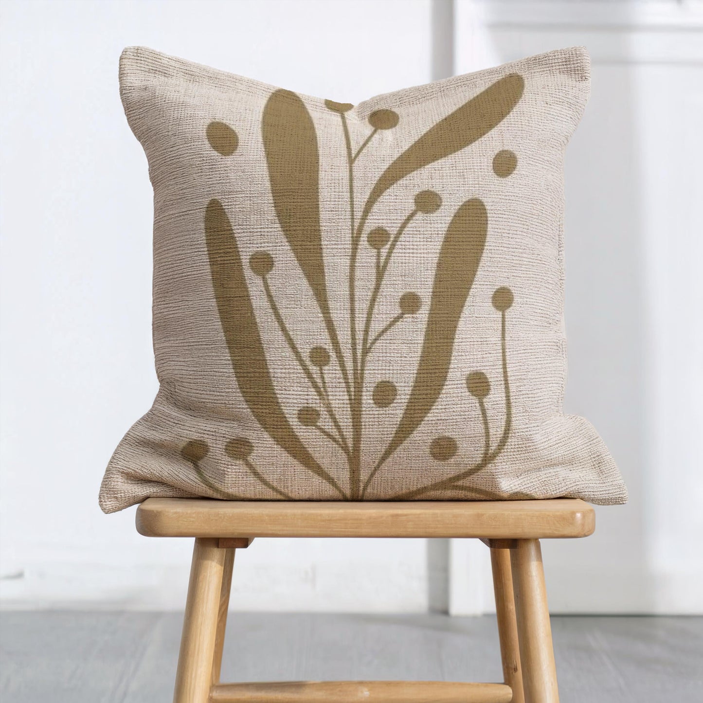 Linden Leaf Woven Pillow - Mid Century Modern Throw | Textured Cushion, Boho Chic Decor