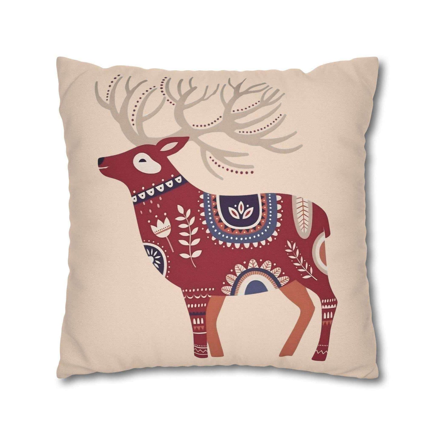 Scandinavian Reindeer Pillow - Cozy Nordic Winter Cushion Cover | Hygge Home Decor - timelessbohochic.com
