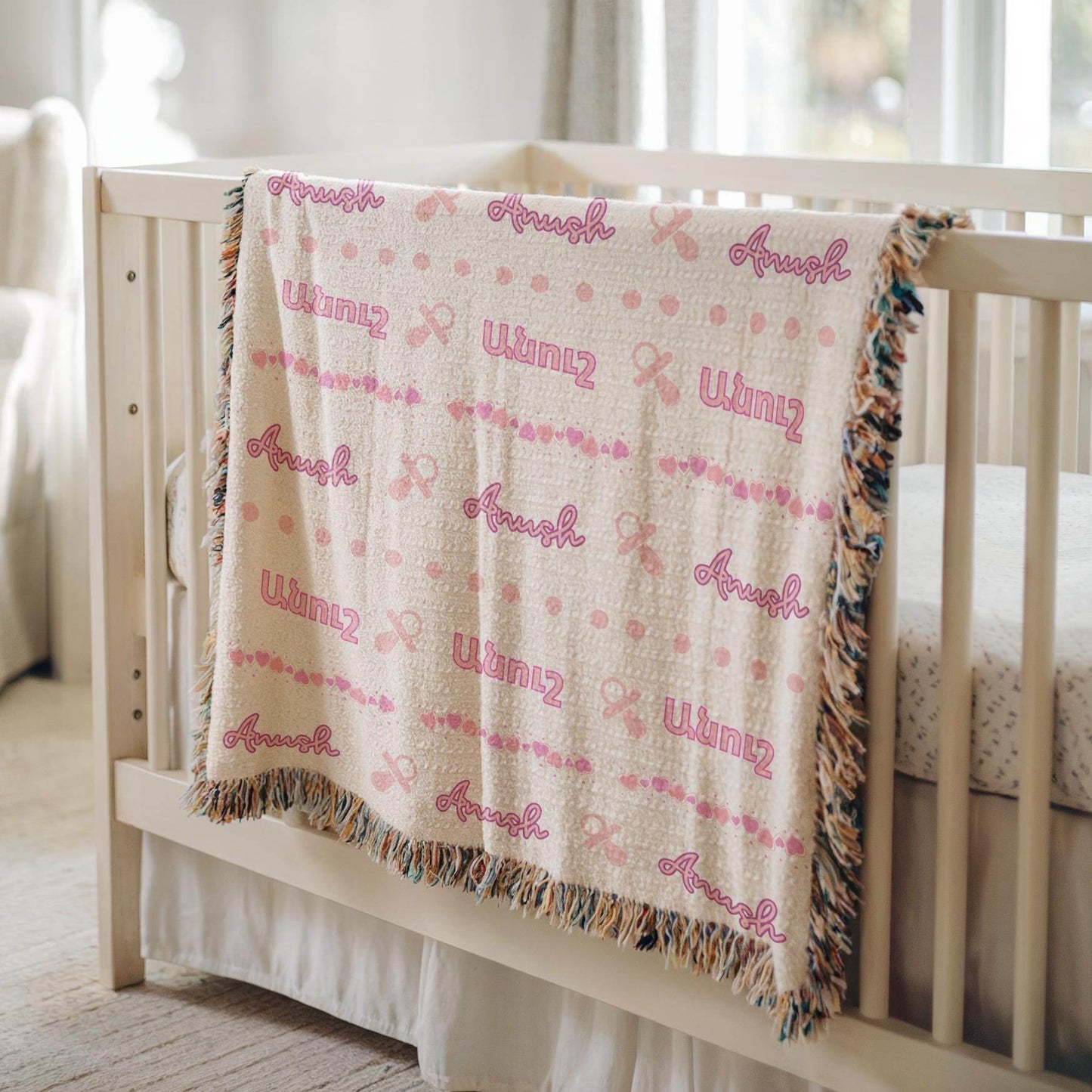 Personalized Baby Blanket | Custom Cotton Baby Blanket for Newborn Keepsake & Picnic - timelessbohochic.com