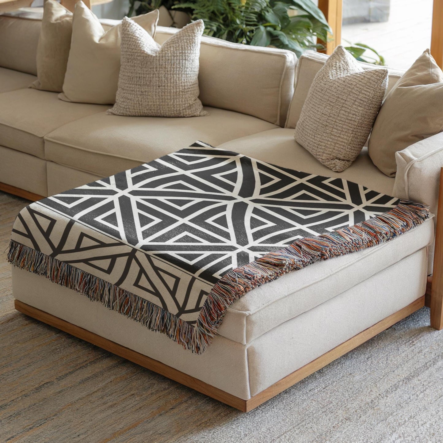 Cotton Woven Blanket – Turkish Quilt Bed With Colorful Fringed Edges, Queen Size
