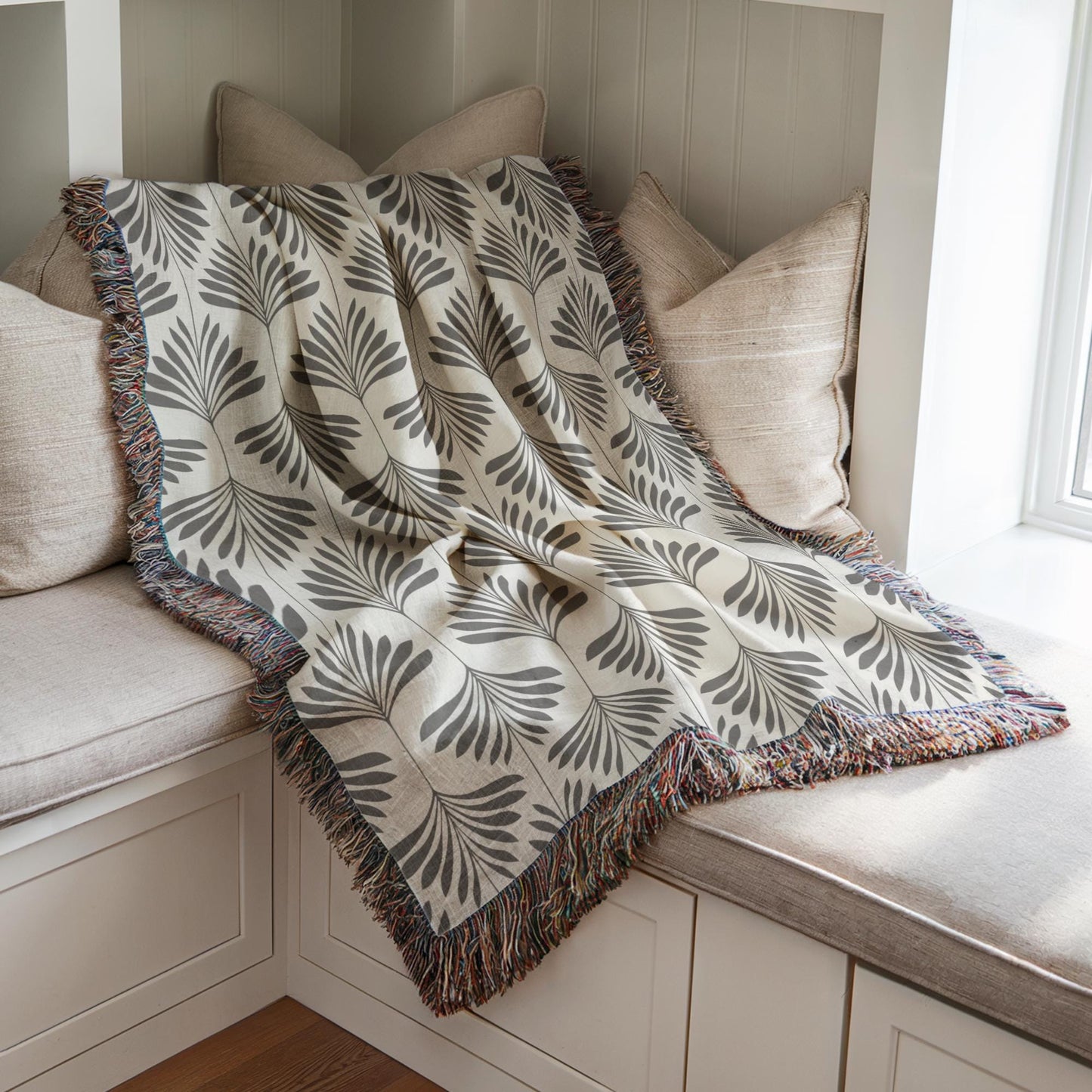 Woven Cotton Blanket – Cozy Throw With Monochromatic Patterned Sofa Accent