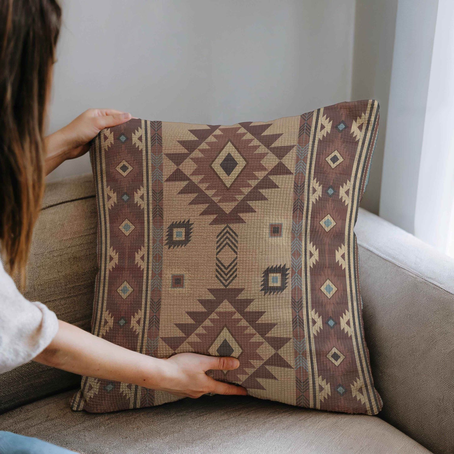 Boho Ikat Pillow – Rustic Cotton Woven Design with Fringed Edges and Soft Texture - timelessbohochic.com