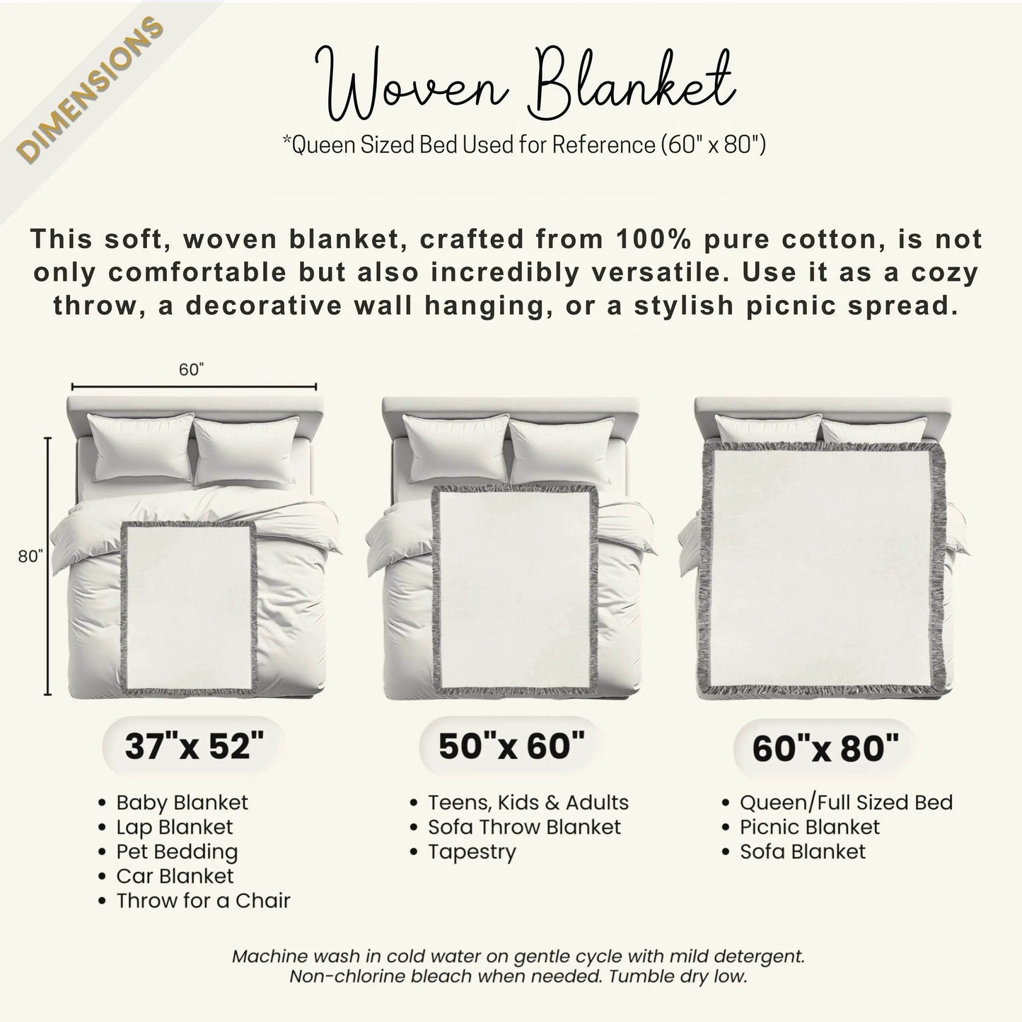 Celtic Cotton Throw Blanket – Woven Cotton Blanket With Fringed Edge, Soft Breathable Fabric - timelessbohochic.com