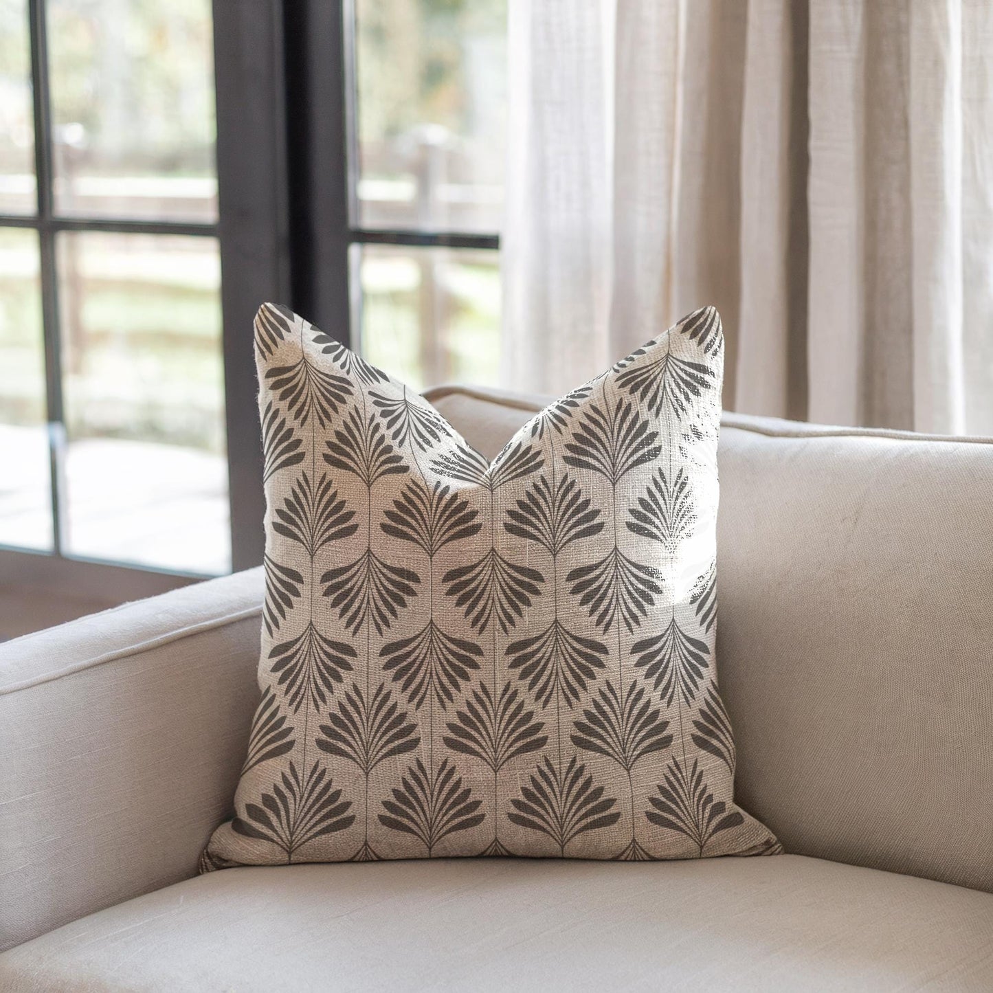 Monochromatic Pillow – Woven Cushion | Neutral Decor Putty Grey | Cozy Scandinavian Accent