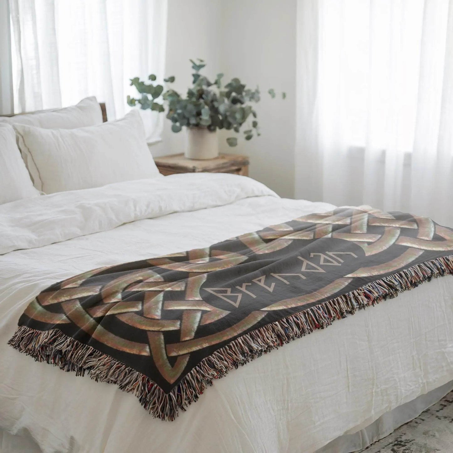 Celtic Woven Blanket – Irish Knotwork Throw | Custom Cotton Heritage Bedspread - timelessbohochic.com