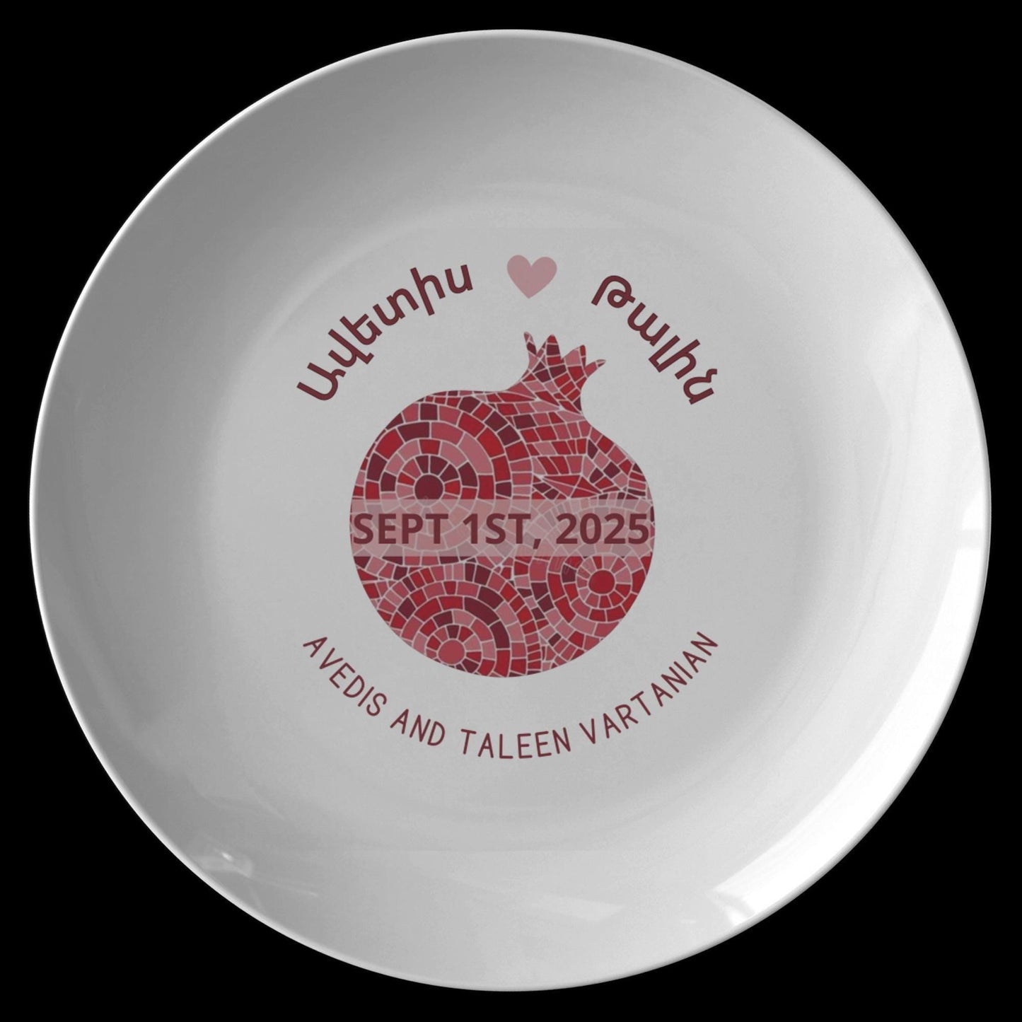 Armenian Wedding Plate – Personalized Ceramic Keepsake With Pomegranate Design