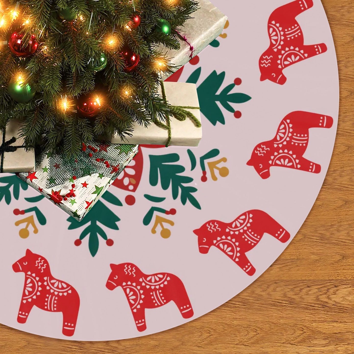 Scandi Dala Horse Skirt – Nordic Christmas Decor | Cozy Holiday Accent Tree Skirt
