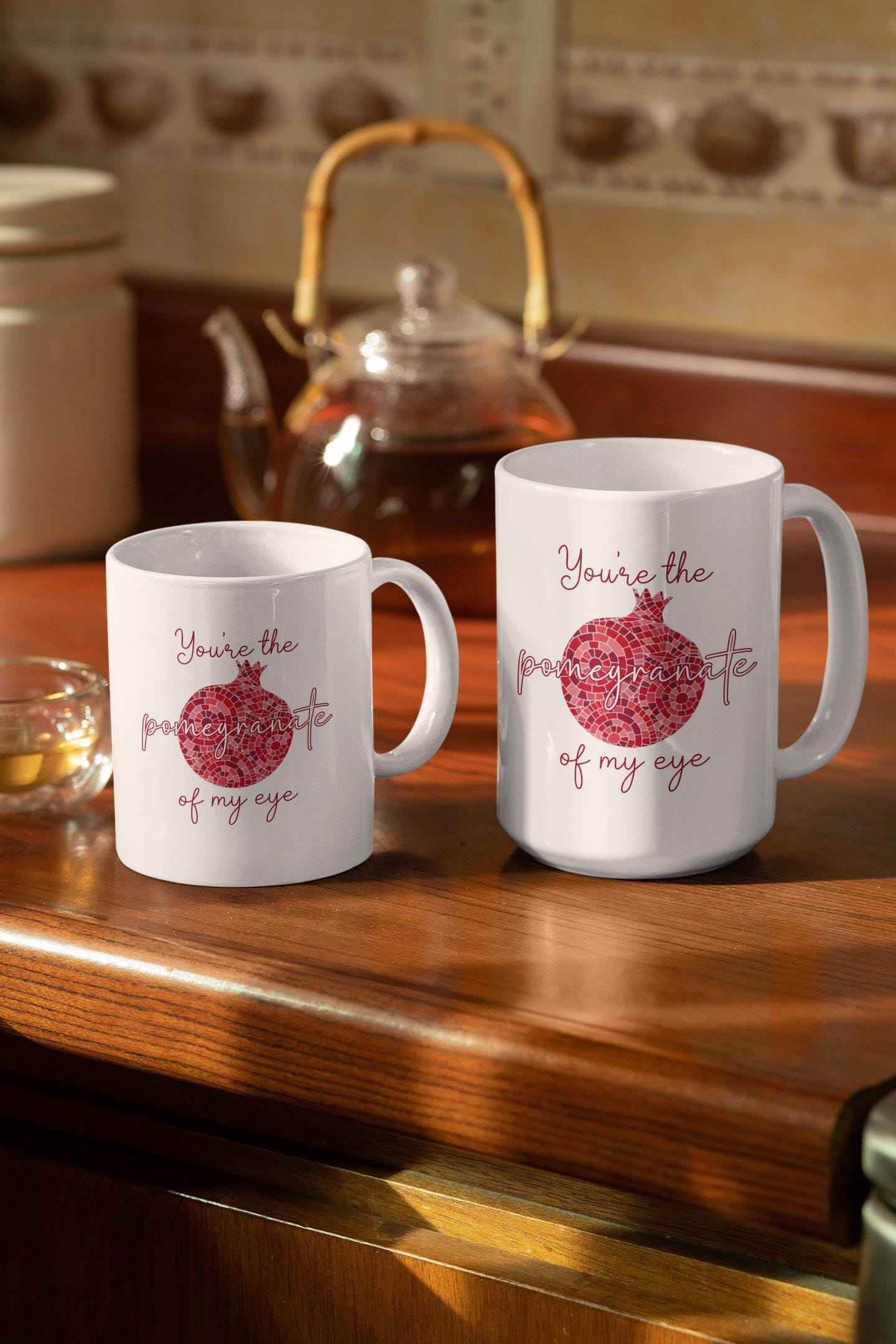 Armenian Coffee Mug – Handcrafted Ceramic Cup with Pomegranate Design, Personalized - timelessbohochic.com