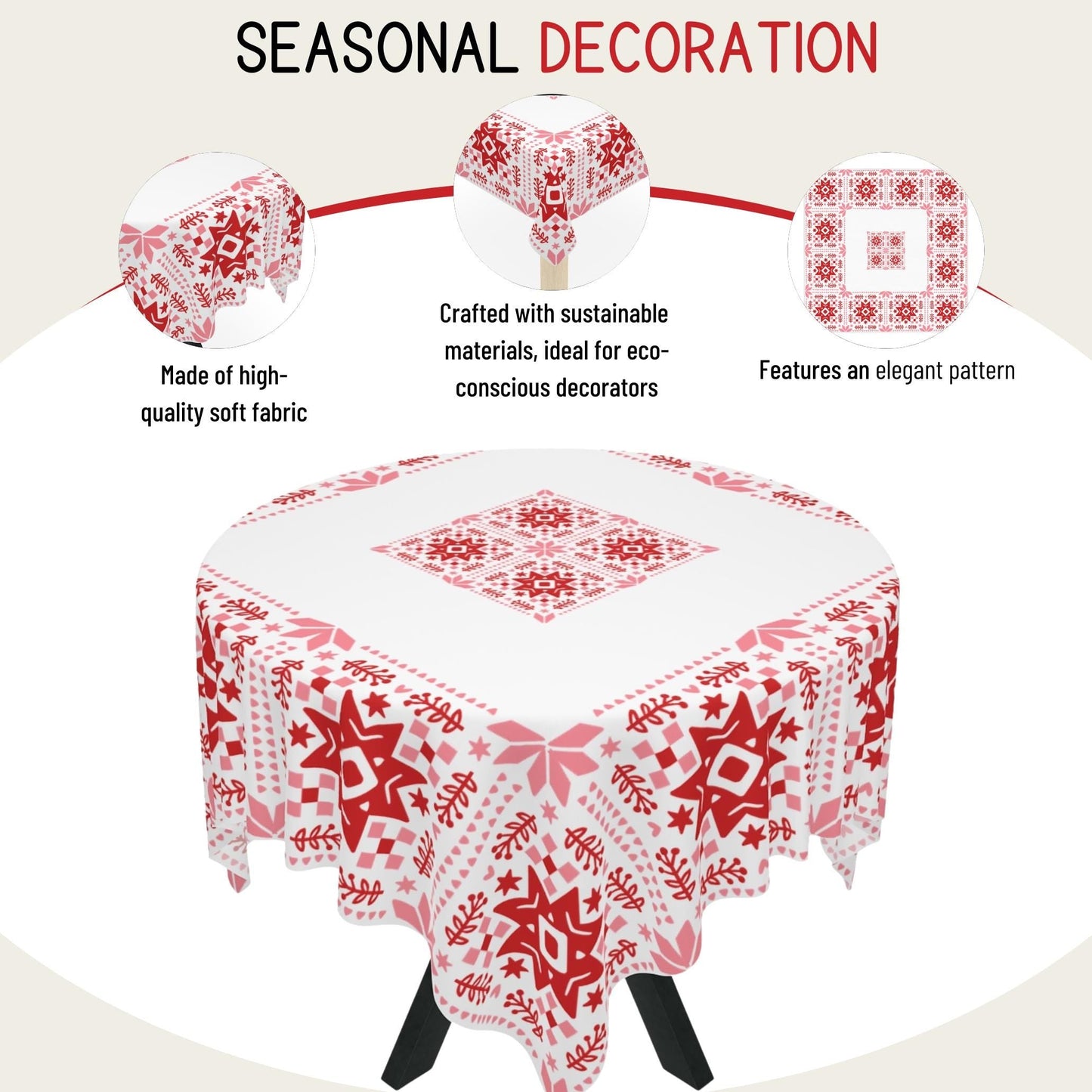 Scandinavian Star Tablecloth - Nordic Holiday Table Cover | Cozy Winter Decor