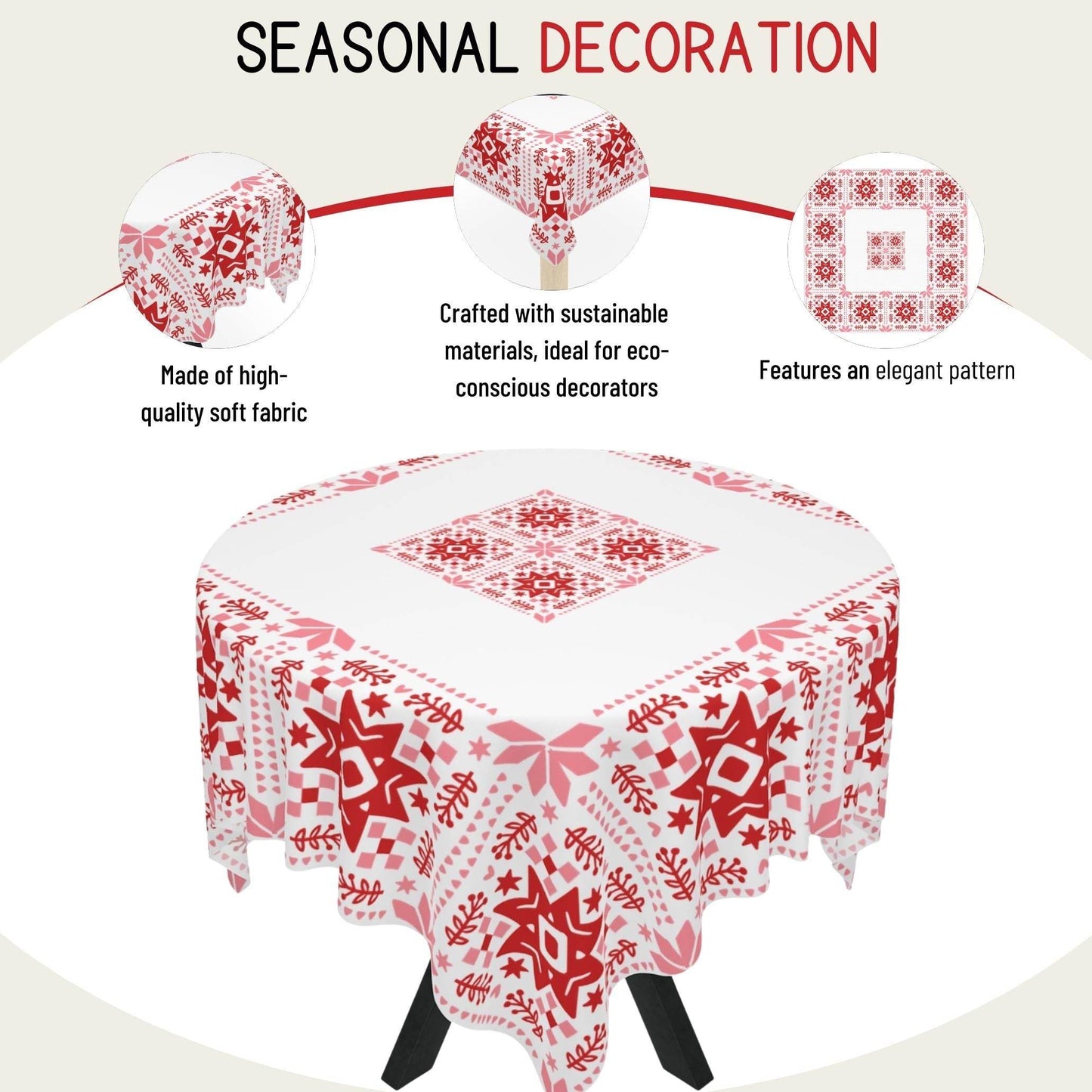 Scandinavian Tablecloth - Nordic Holiday Star Design for Cozy Winter Decor - timelessbohochic.com