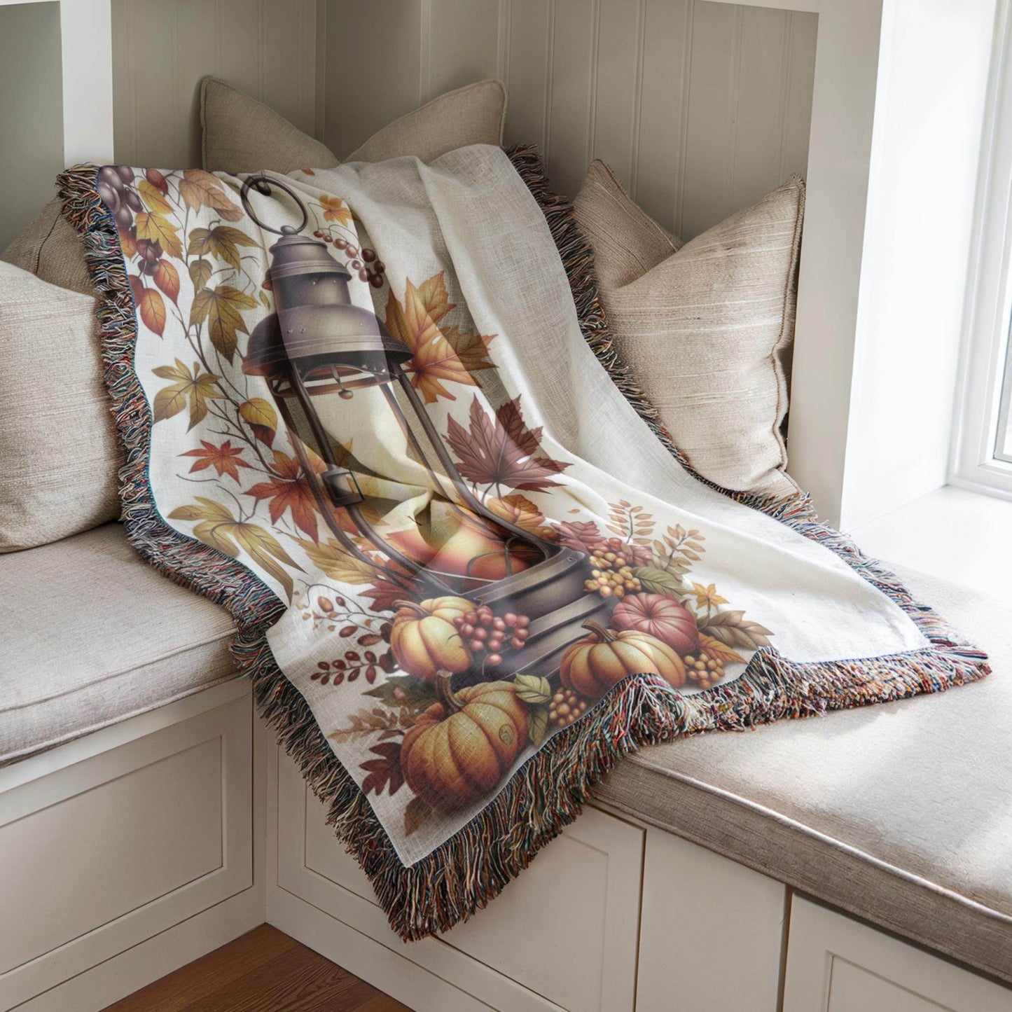 Fall Decor Throw - Cozy Autumn Blanket With Pumpkin & Rustic Farmhouse Style - timelessbohochic.com